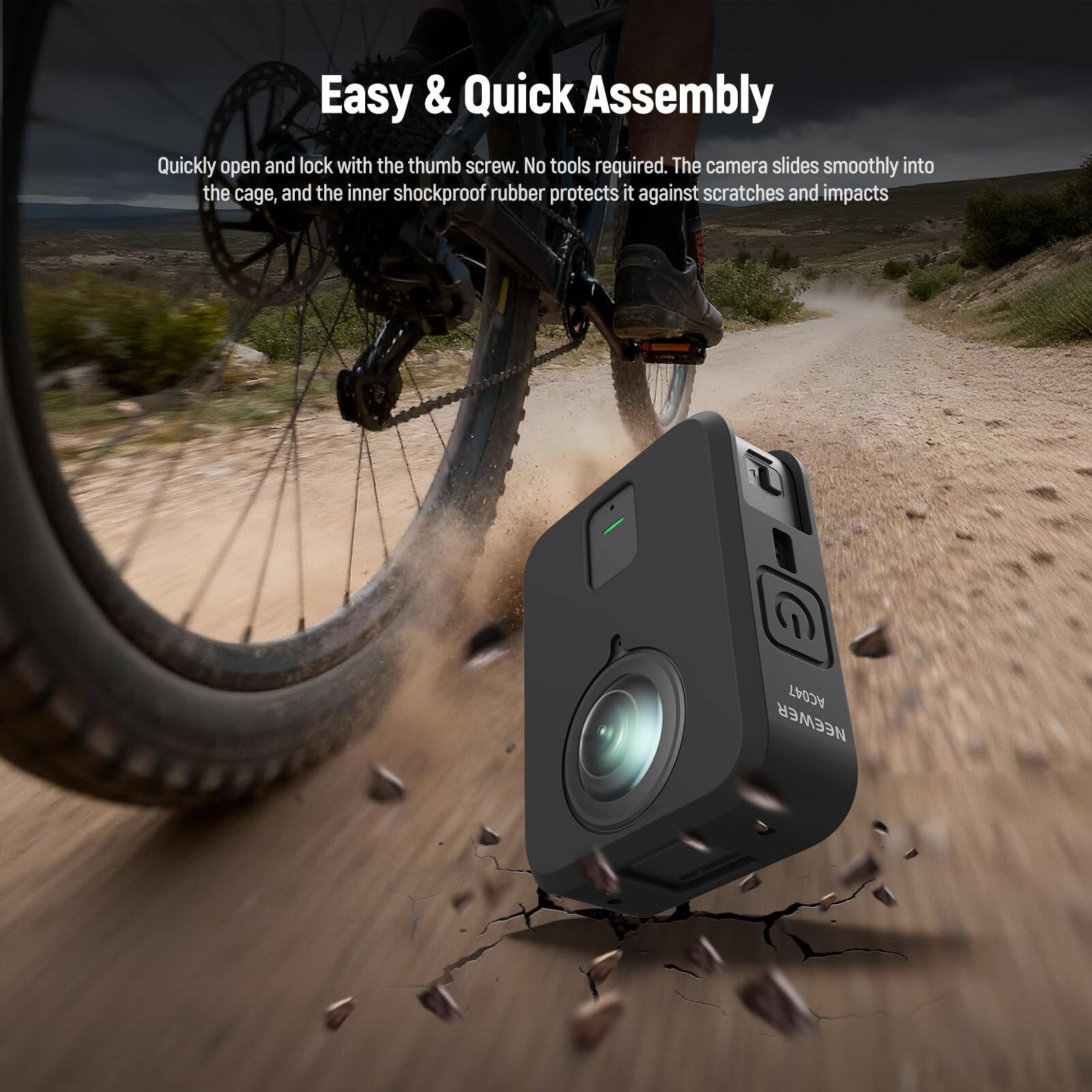 Easy & Quick Assembly

Quickly open and lock with the thumb screw. No tools required. The camera slides smoothly into the cage, and the inner shockproof rubber protects it against scratches and impacts.

AC047 NEEWER