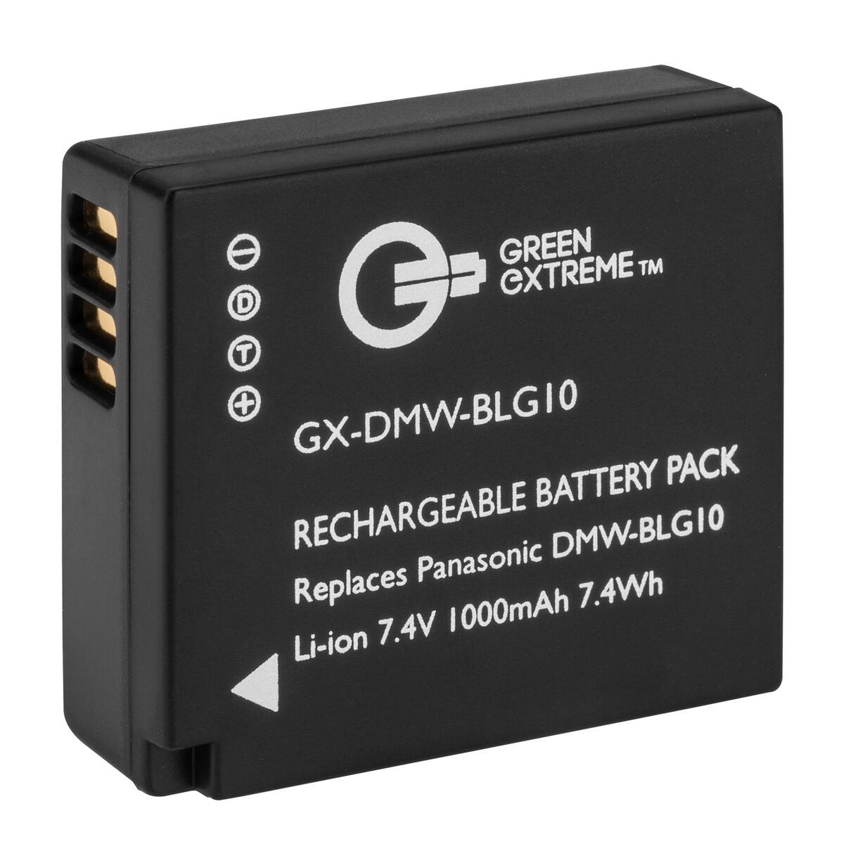GREEN EXTREME GX-DMW-BLG10 BATTERY PACK RECHARGEABLE DMW-BLG10 Panasonic Replaces 1000mAh 7.4Wh Li-ion 7.4V