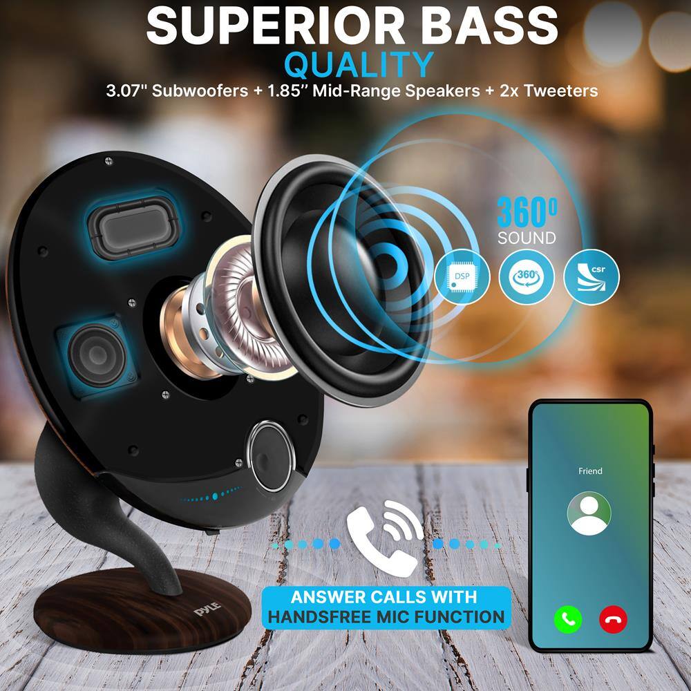 SUPERIOR BASS QUALITY  
3.07" Subwoofers + 1.85" Mid-Range Speakers + 2x Tweeters  

360° SOUND  
DSP  
360°  
csr  

ANSWER CALLS WITH HANDSFREE MIC FUNCTION