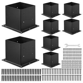 VEVOR - 4x4 Post Base 8 Pcs, Inner Size 3.6x3.6 inch / 92x92 mm Post Brackets, Heavy Duty Carbon Steel Decking Posts, Wood Posts - Black