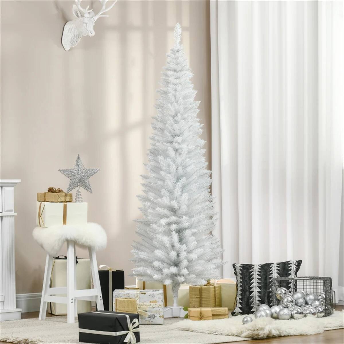 Alt View 10. Resenkos - Resenkos 6 foot white Christmas tree with bracket - White.