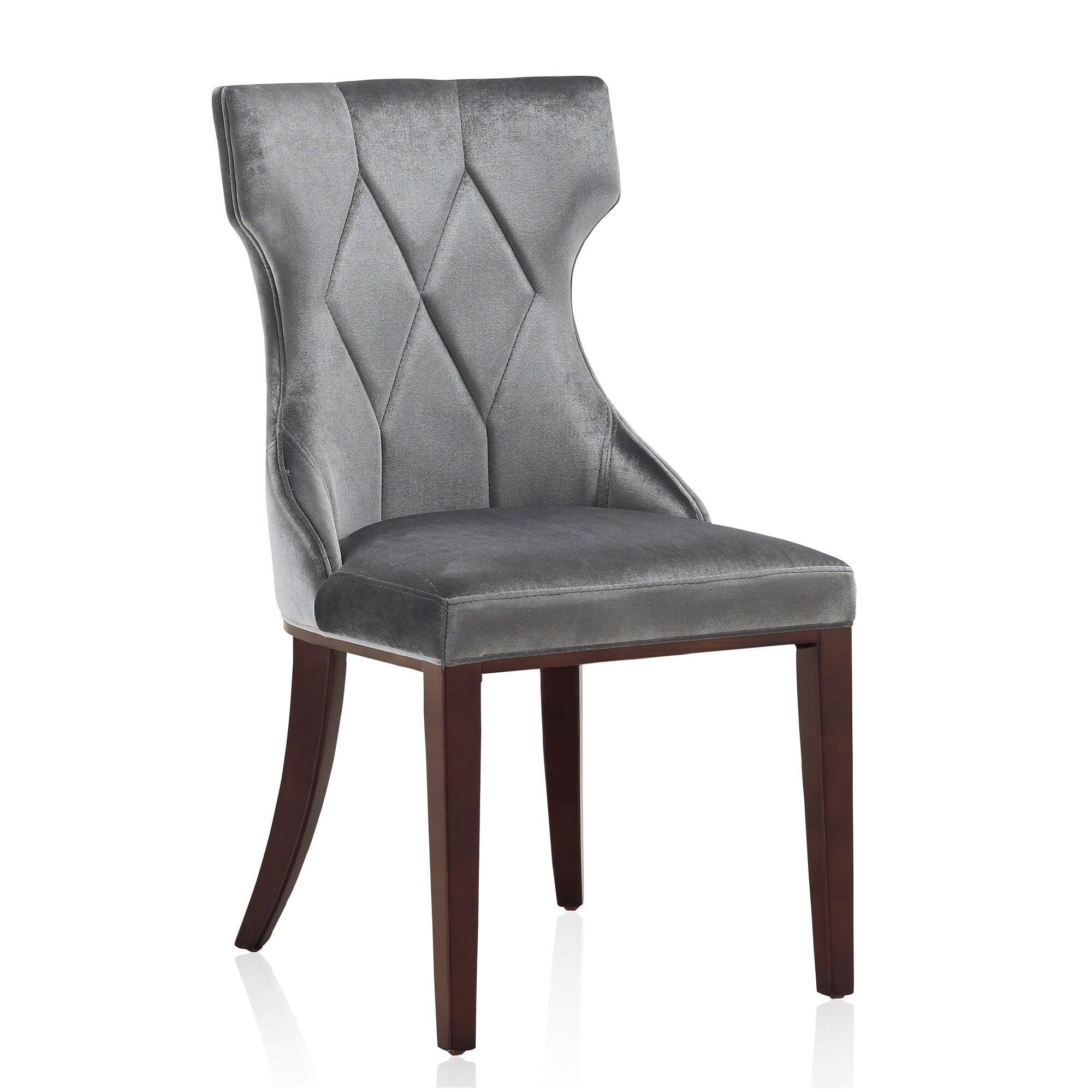 Alt View 1. Manhattan Comfort - Reine Traditional Wood Upholstered Dining Chair - Set of 2 - Gray.