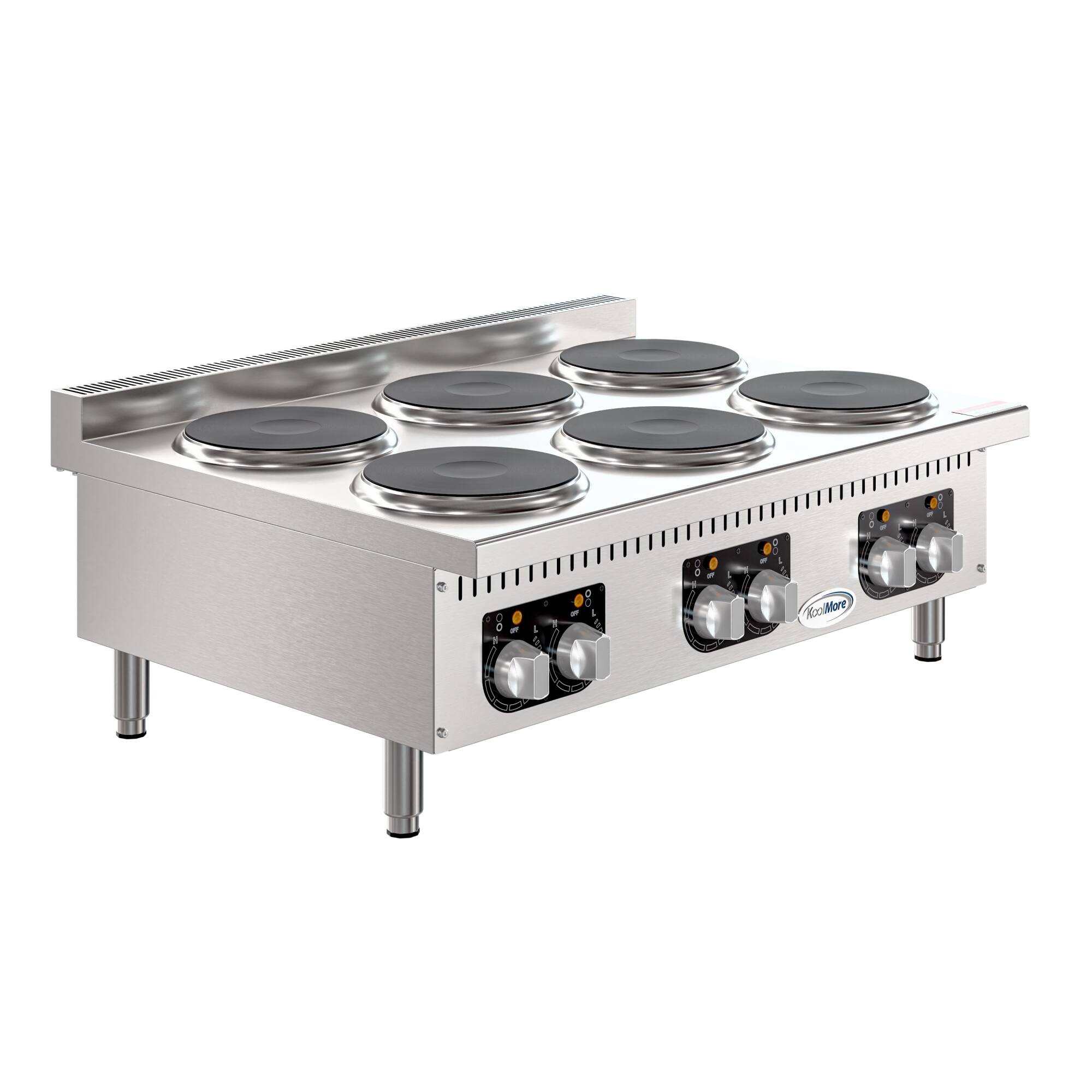 Alt View 3. Koolmore - 36 in. 6-Burner Commercial Electric Range Hot Plate, 240V (KM-CRC36-E) - Stainless Steel.
