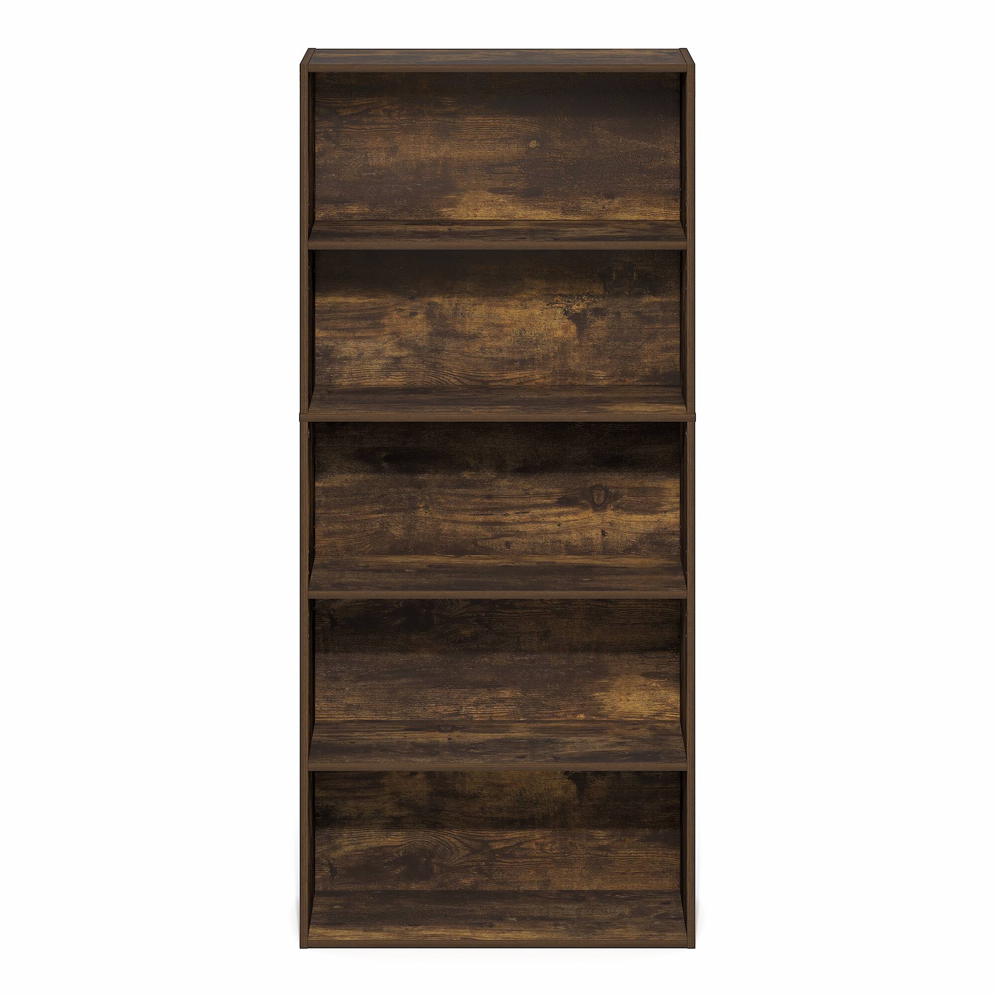 Alt View 5. Furinno - JAYA Book Shelf, Bookshelf, 52 Inch Tall Bookcase with Adjustable Shelf, for Home Office, Bedroom, Living Room - Amber Pine.