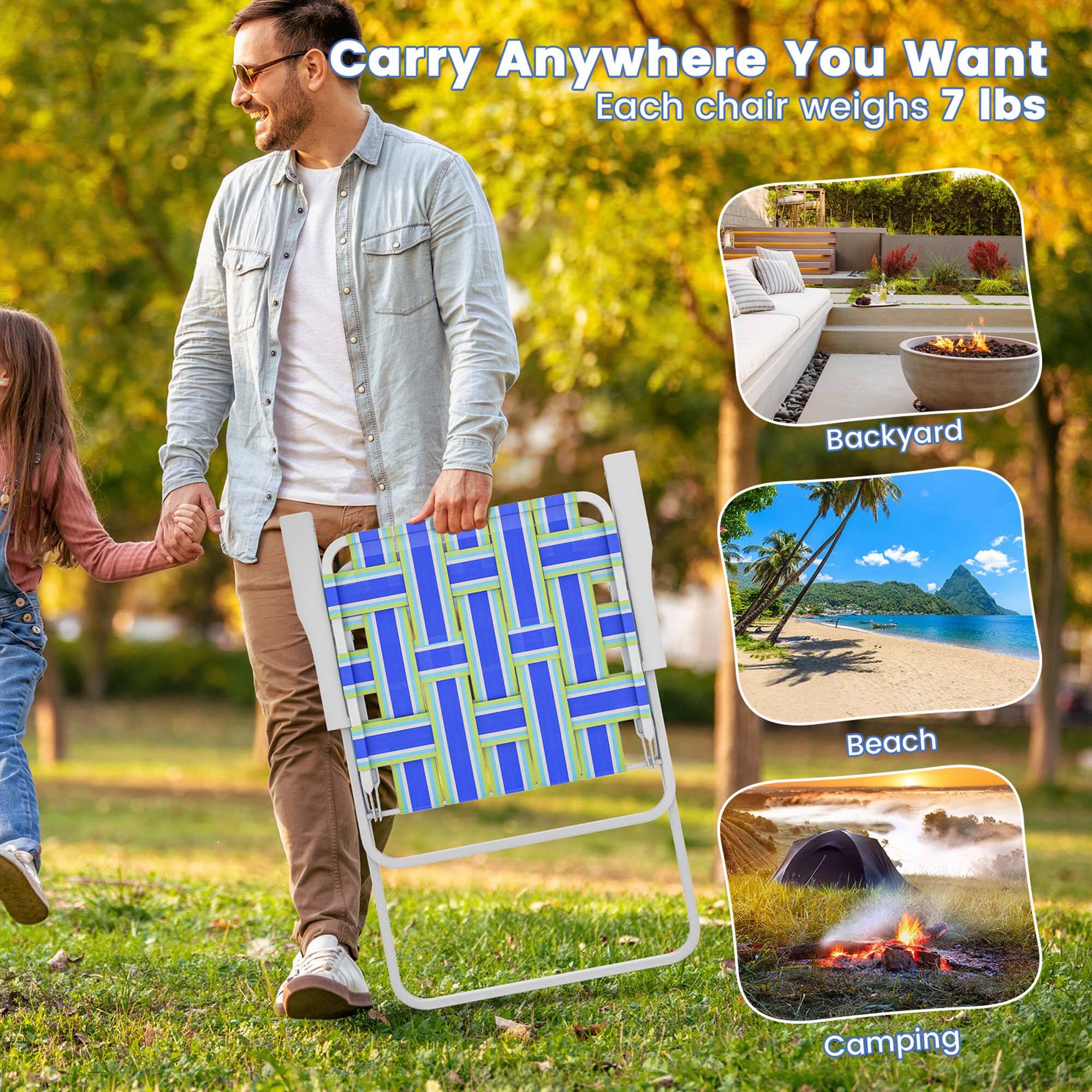 Carry Anywhere You Want Each chair weighs 7 lbs Backyard Beach Camping