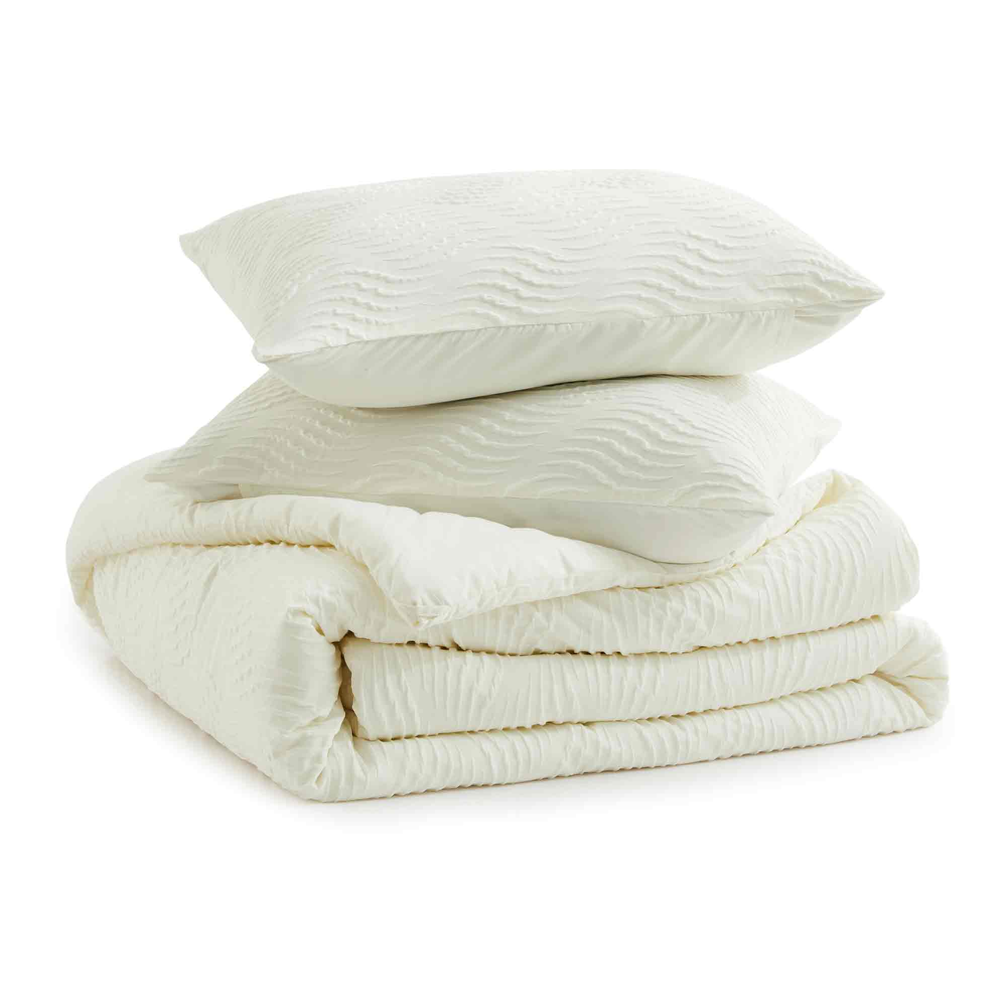 Alt View 2. Peace Nest - Peace Nest 3-Piece Bubble Textured Seersucker Comforter Set, All Season Down Alternative Bedding, Cream, Twin - Cream.