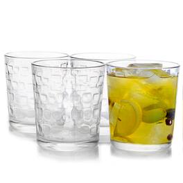 Gibson - Home Great Foundations 4-Piece 13 oz. Double Old Fashion Glass Set, Square Pattern - Clear
