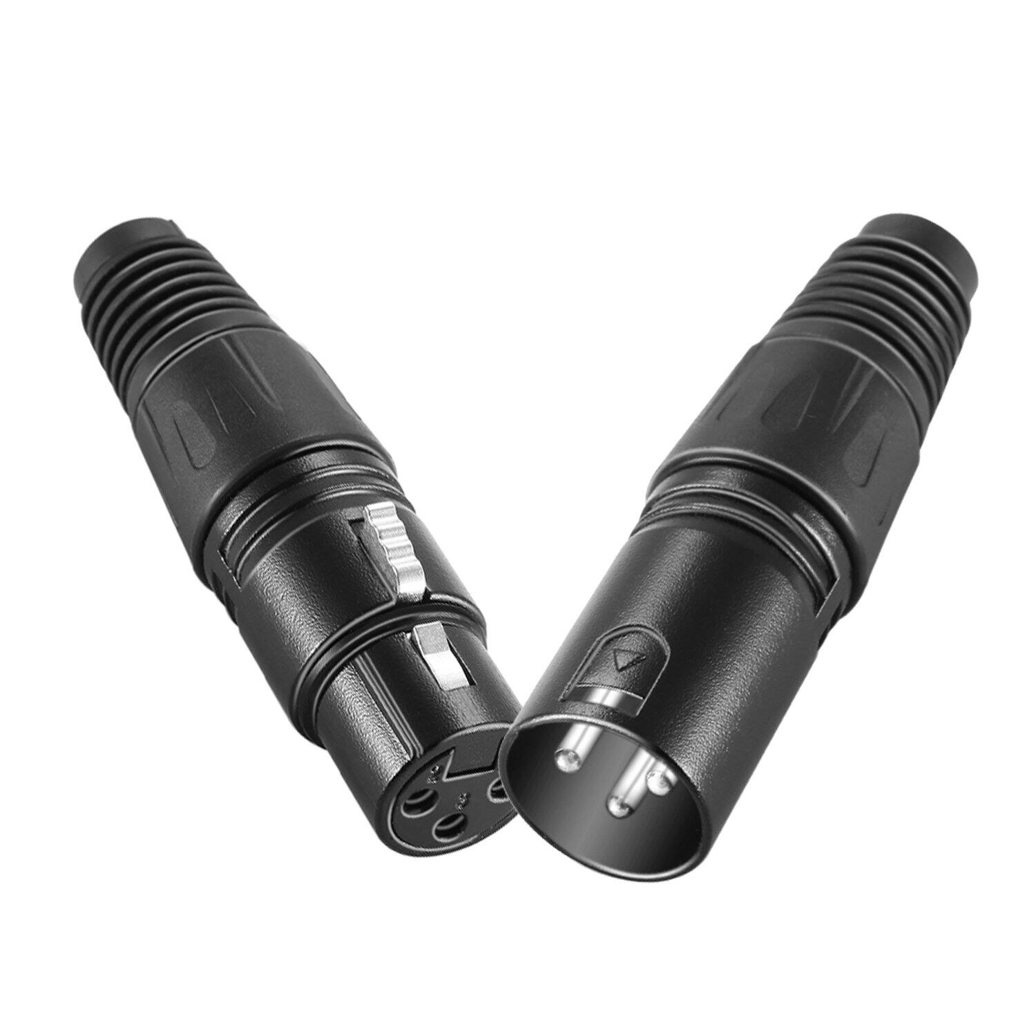 Angle. Neewer - 20-Pack 3-Pin XLR Charger Connector Set, 10 Male & 10 Female, Zinc Alloy - Black.