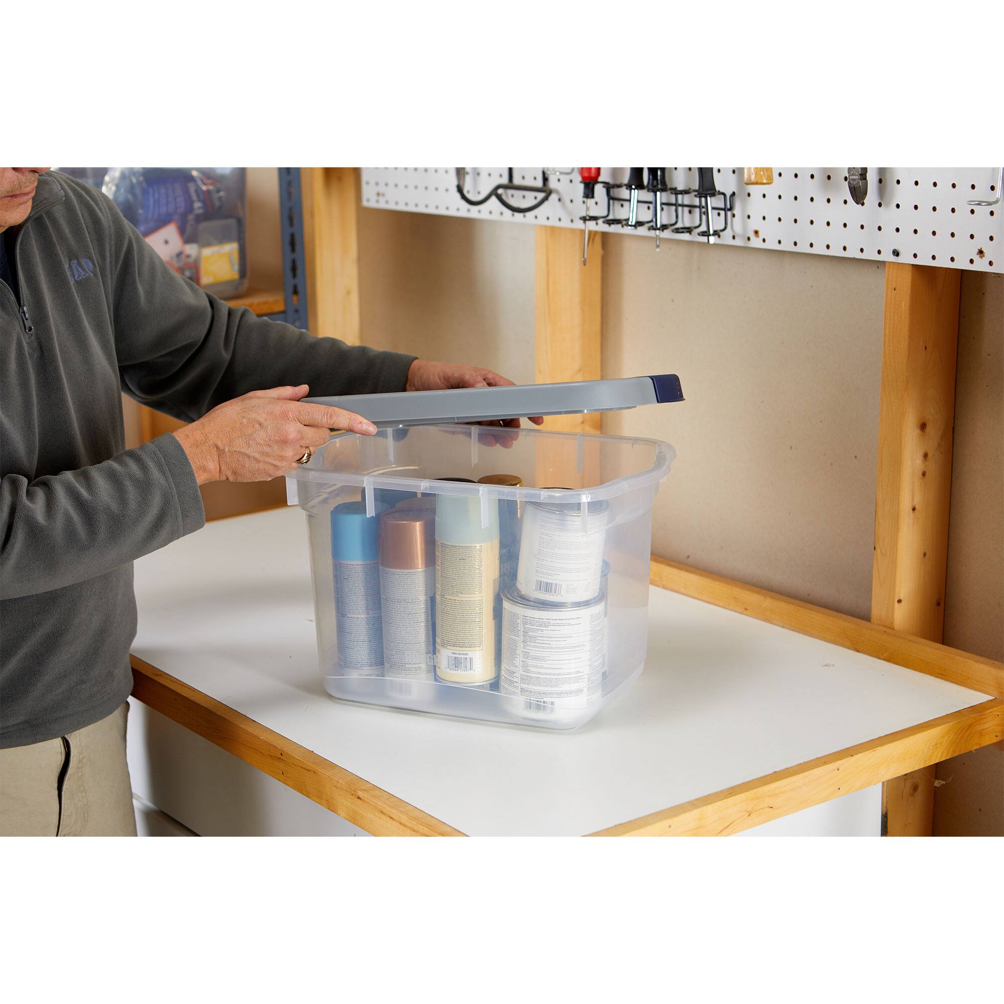 Alt View 4. RubberMaid - Rubbermaid 6 Pack Roughneck Clear Storage Containers, Stackable Totes, 19 Quart - Clear.
