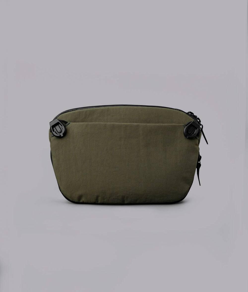 Back. ALPAKA - Flight Sling Pro 2.5L Sling Bag Crossbody Bag for Men, Bottle/Umbrella Sleeve, Fits 8.3" Tablet, YKK AquaGuard - Green Axoflux 400D Ripstop Nylon.