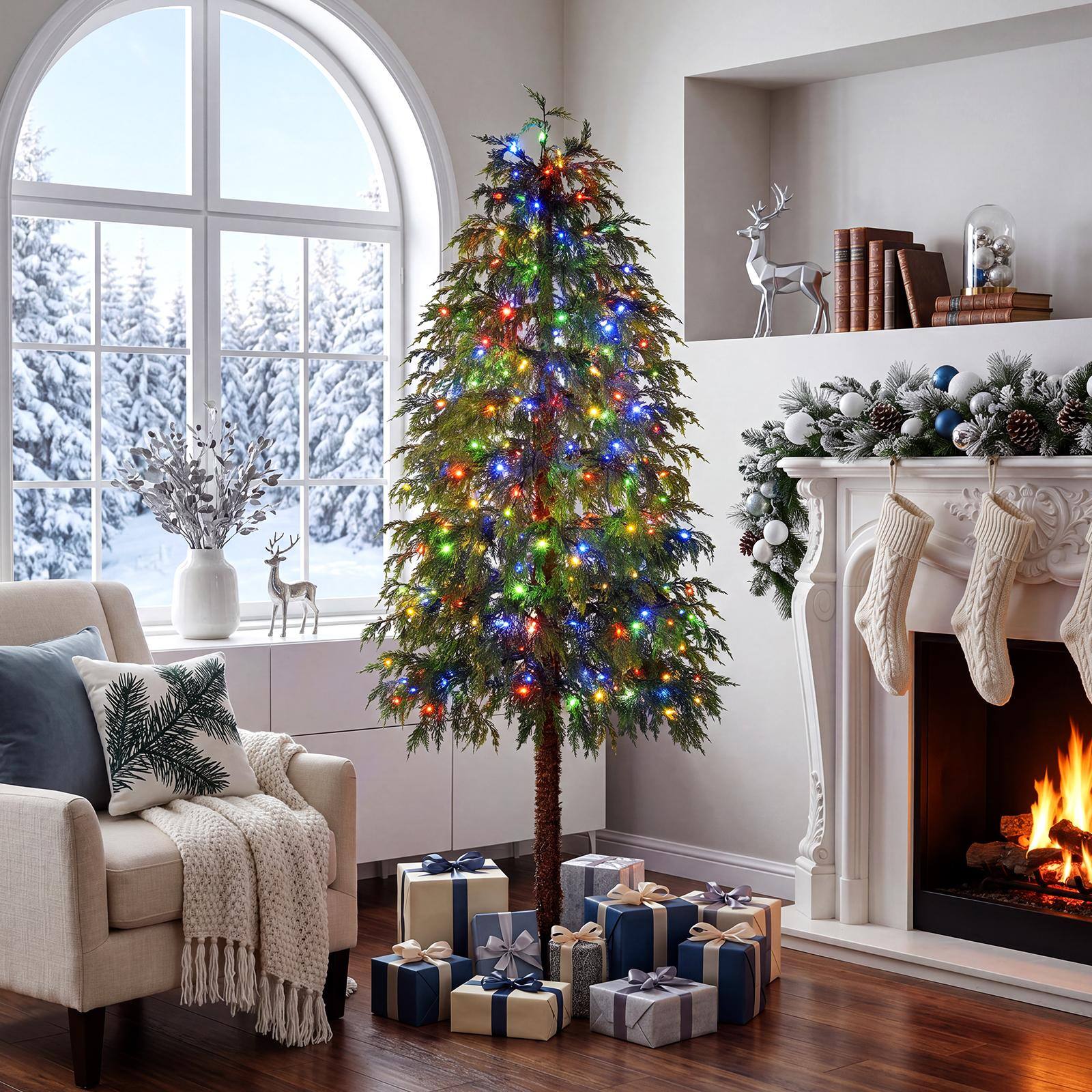 Alt View 2. Costway - Costway 6 FT Cypress Christmas Tree with 274 Lush Branch Tips, 190 Pre-Lit LED Lights - Green.