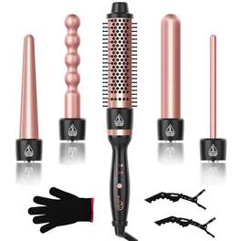 Vulpecula Spade - 5 in 1 Curling Wand Set, Hair Curling Iron with Curling Thermal Brush&4 Interchangeable Ceramic Curling