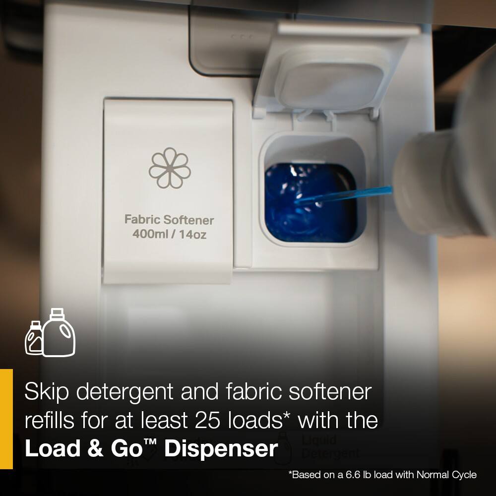 Fabric Softener 400ml / 14oz

Skip detergent and fabric softener refills for at least 25 loads* with the Load & Go™ Dispenser

*Based on a 6.6 lb load with Normal Cycle
