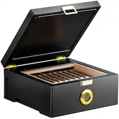 Front. KingChii - KingChii 3L Travel Cigar Humidor, USB Power Bank Compatible, Temp Control - Black.