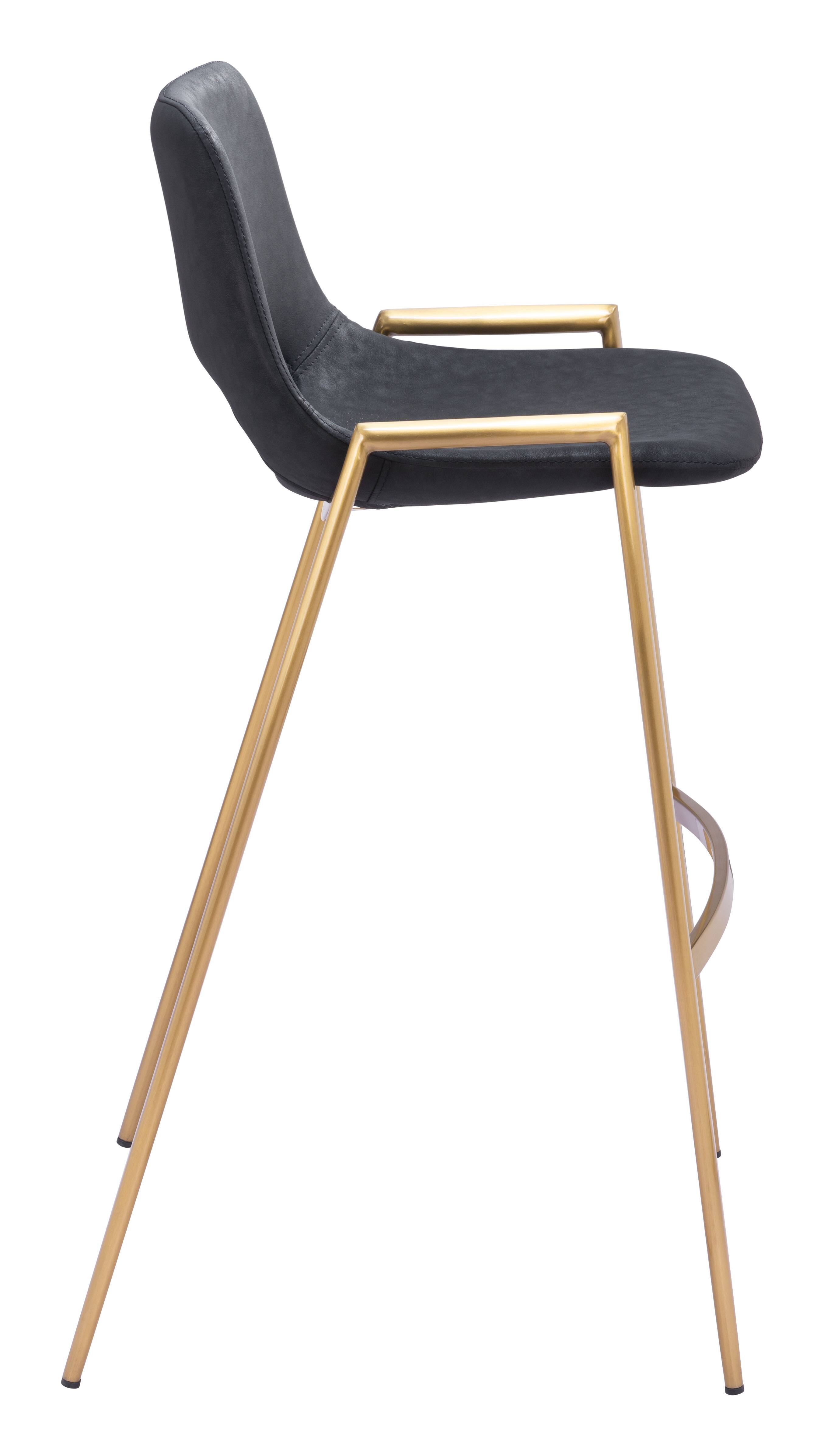 Back. Hivvago - Desi Barstool (Set of 2) Black & Gold - Black & Gold.