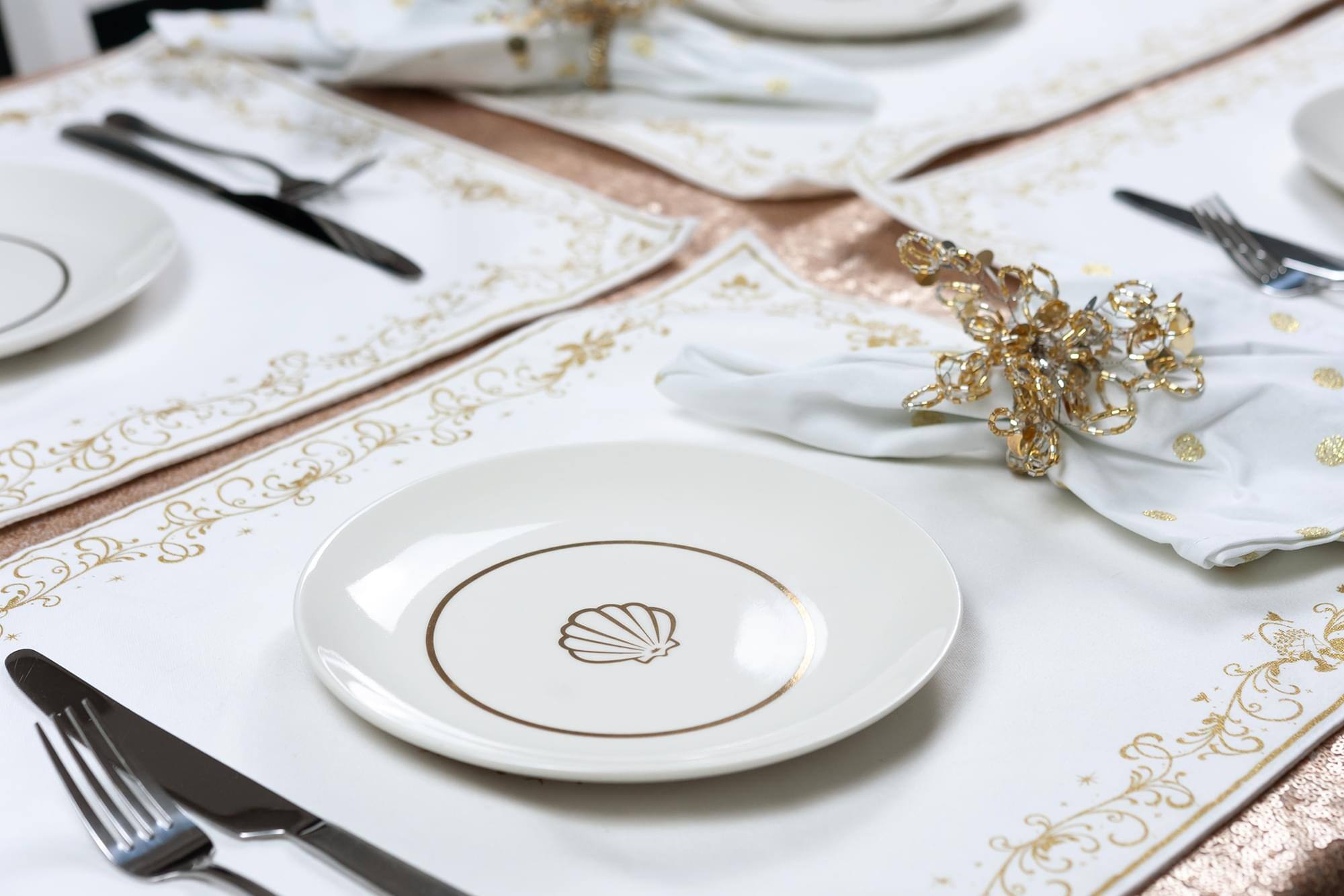 Alt View 4. Disney - Disney The Little Mermaid Scallop Porcelain 7" Salad / Dessert Plate | Set of 4 - White.