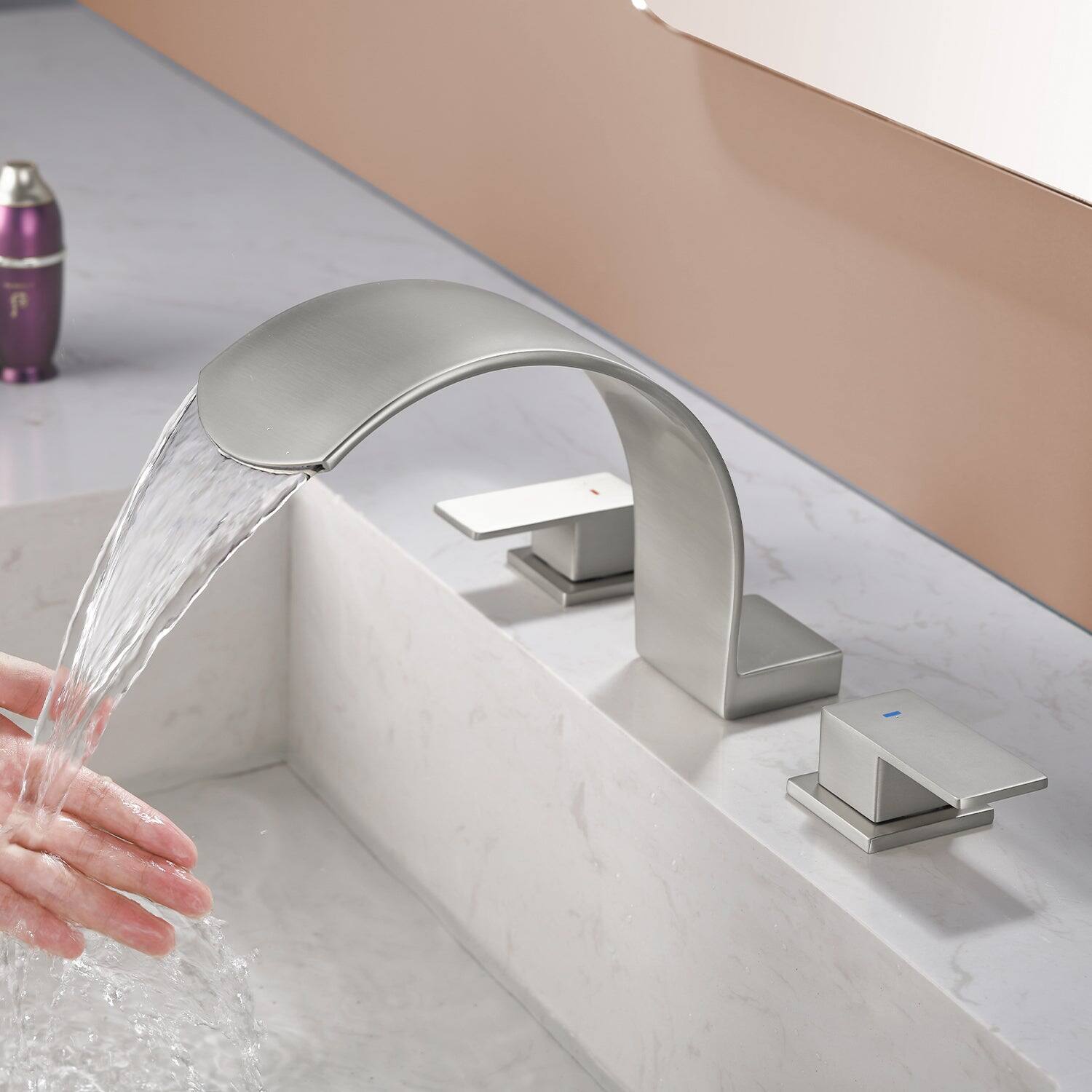Alt View 2. Boyel Living - Brushed Faucet SUS304 Waterfall Spout cUPC Quick Connect Dual Handle - Brushed Nickel.