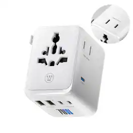 Westinghouse - WGo 70W PD Universal Travel Adapter, 3 AC, 3 USB-C 2 USB-A - White