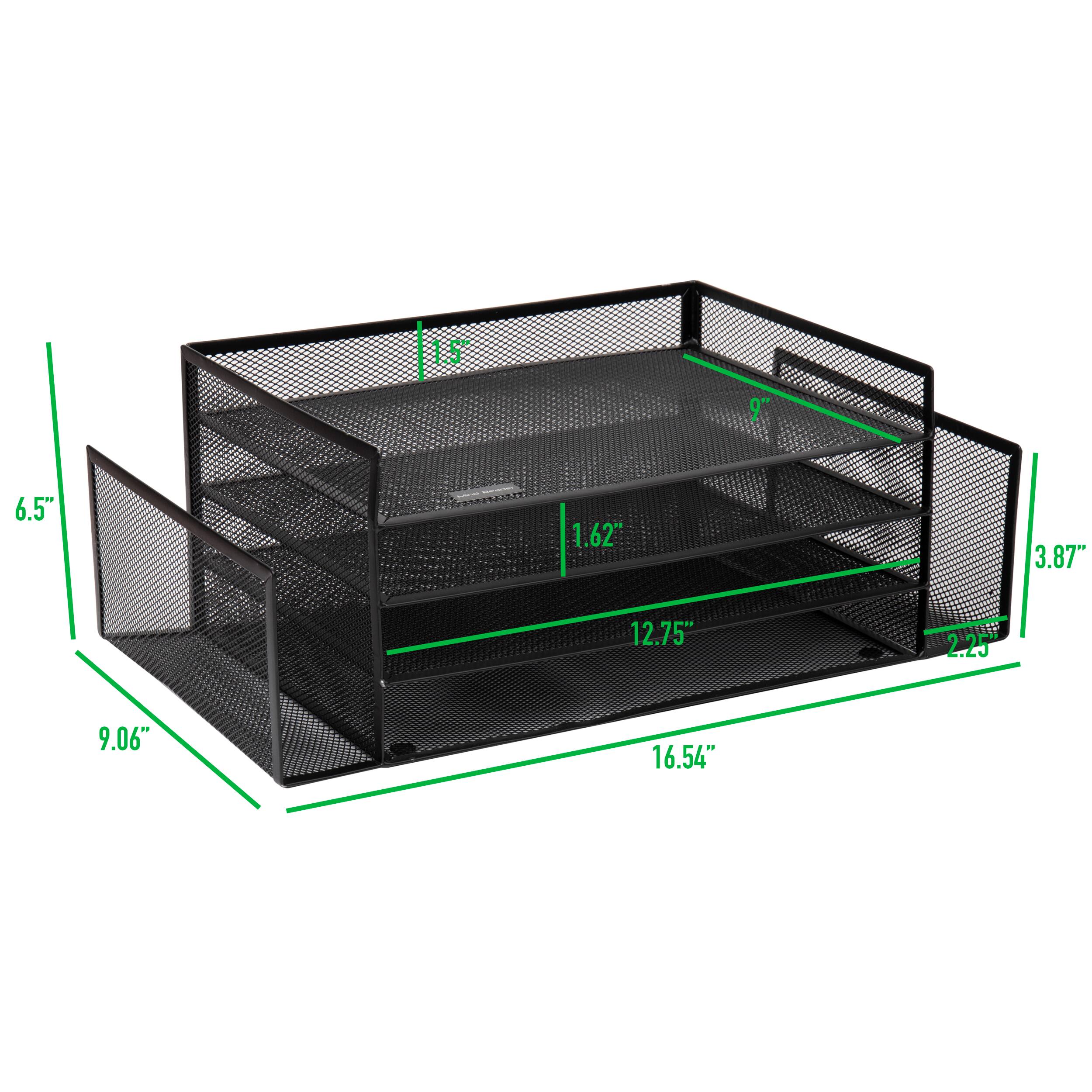Alt View 11. Mind Reader - 4 Trays and 2 Side File Holders - Black.