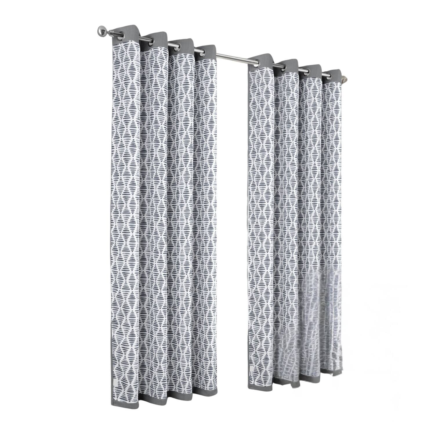 Front. Olivia Gray - Olivia Gray 100% Polyester 190 GSM Justice Reversible Blackout Grommet Curtain Panel 54" x 84" Grey - Grey.