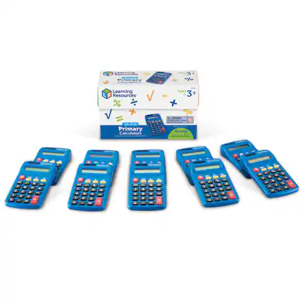 Learning Resources Primary Calculators Set of 10
Ages 3+
Develops:
- Counting and Number Recognition
- Basic Operations
- Understanding of Fractions, Percentages, and Decimals