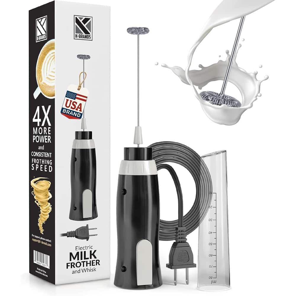 ACJPR - Corded Electric Milk Frother – Handheld Whisk Stirrer, Powerful Mixer - Black