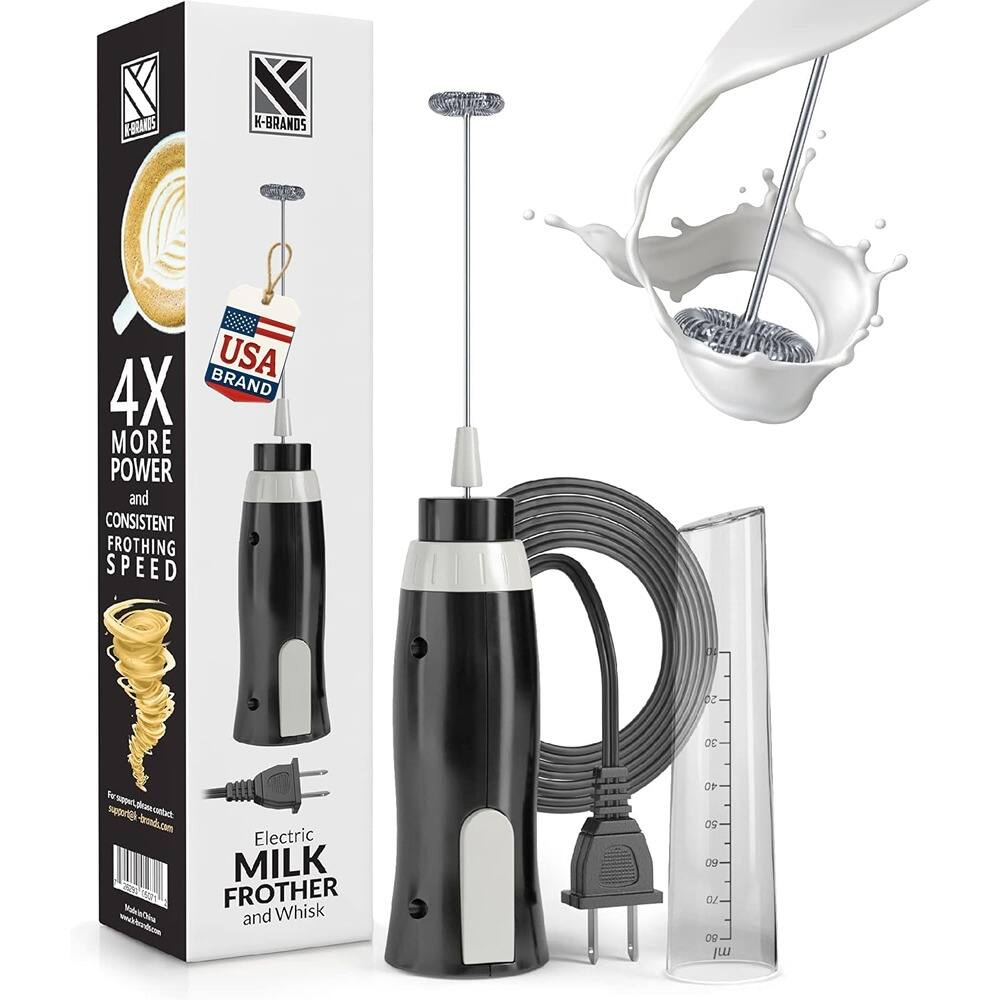 ACJPR - Corded Electric Milk Frother – Handheld Whisk Stirrer, Powerful Mixer - Black