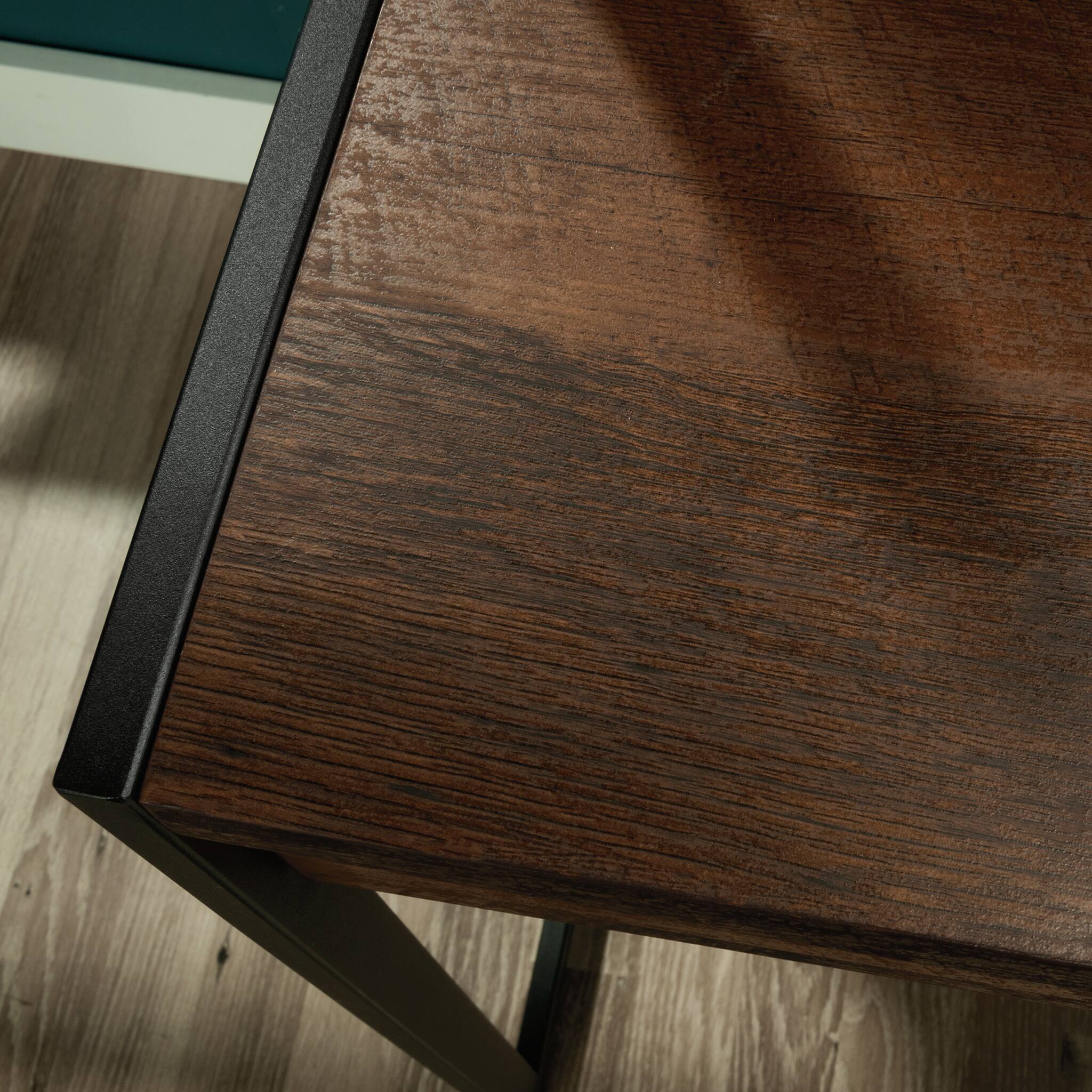 Alt View 8. Glintex - Desk with Hutch – Spacious Desktop, Flip-Down Keyboard Tray + Storage Drawers, Adjustable Shelves for Home Office - Brown.