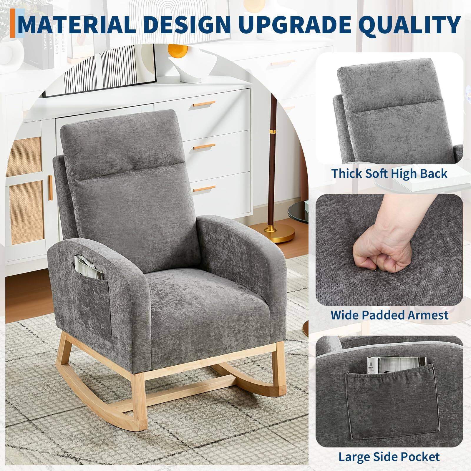 MATERIAL DESIGN UPGRADE QUALITY

- Thick Soft High Back
- Wide Padded Armrest
- Large Side Pocket