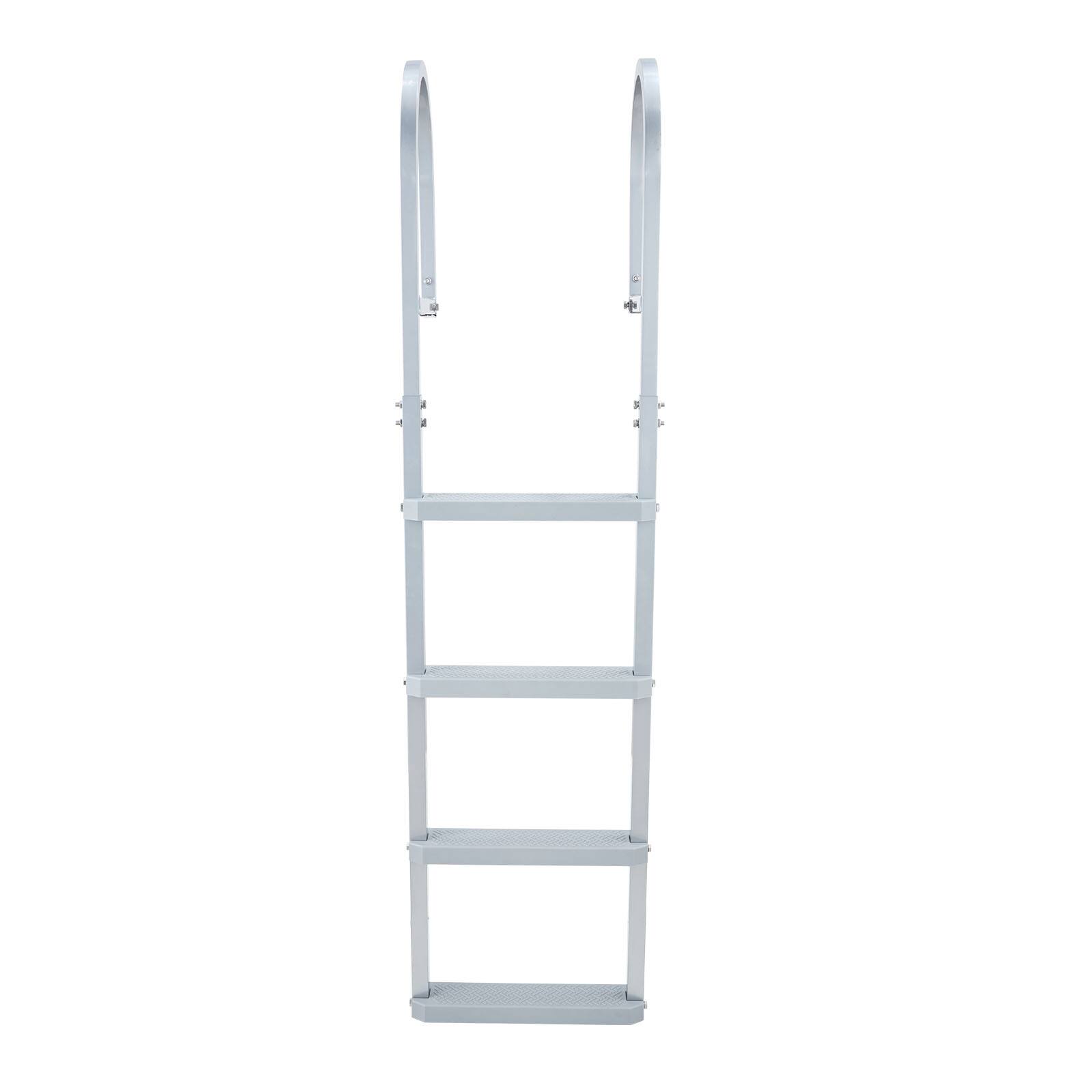 Alt View 5. VEVOR - Removable Dock Ladder, 4 Steps, Aluminum Alloy Pontoon Boat Swim Ladder, with Non-Slip Wide PP Steps - Silver.