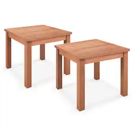 Gymax - 2PCS Outdoor Adirondack Side Table 18'' Square End Table w/ Slatted Tabletop - Orange