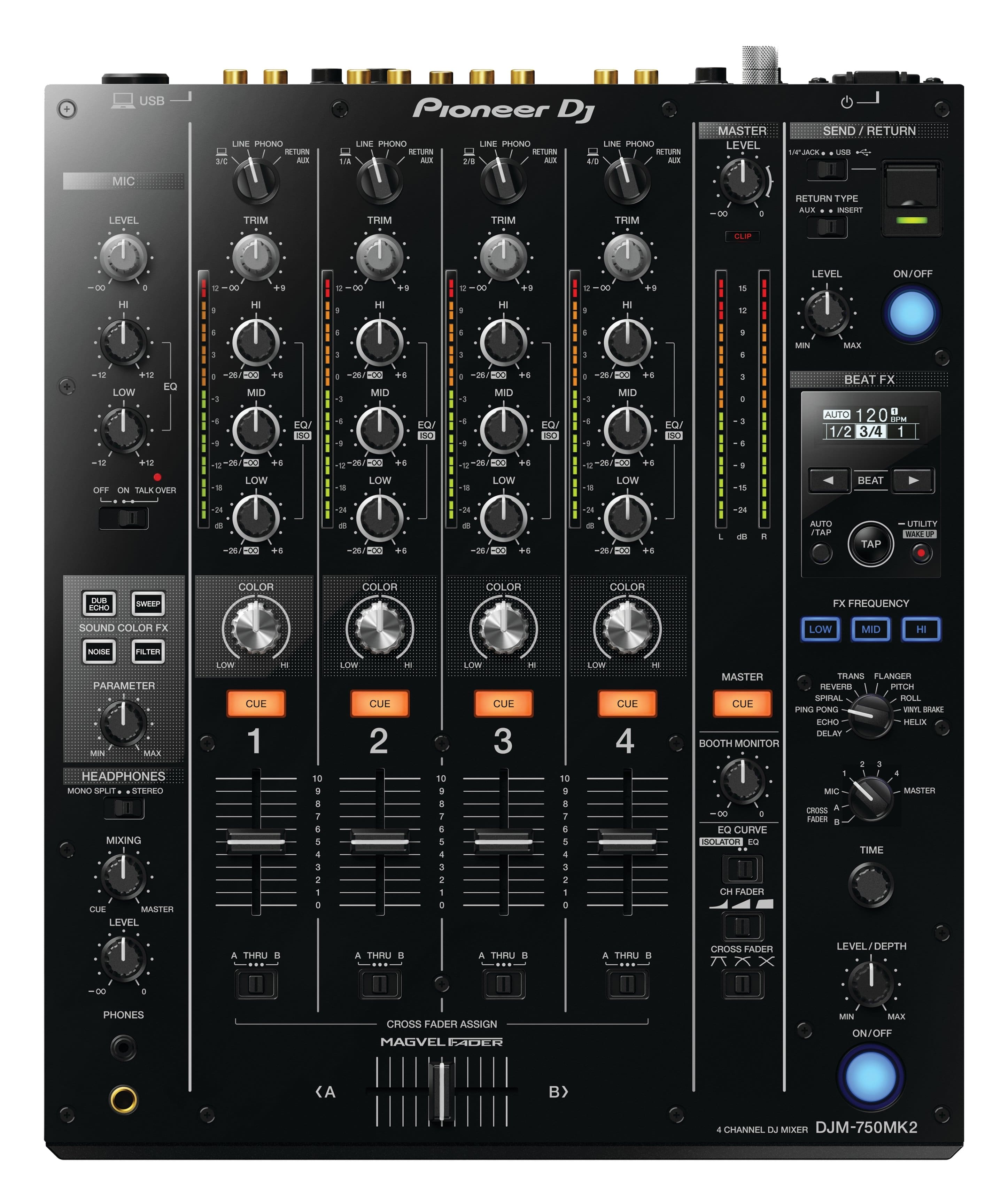 Pioneer DJ - 4-Channel Performance DJ Mixer, Club-Style Setup - Black