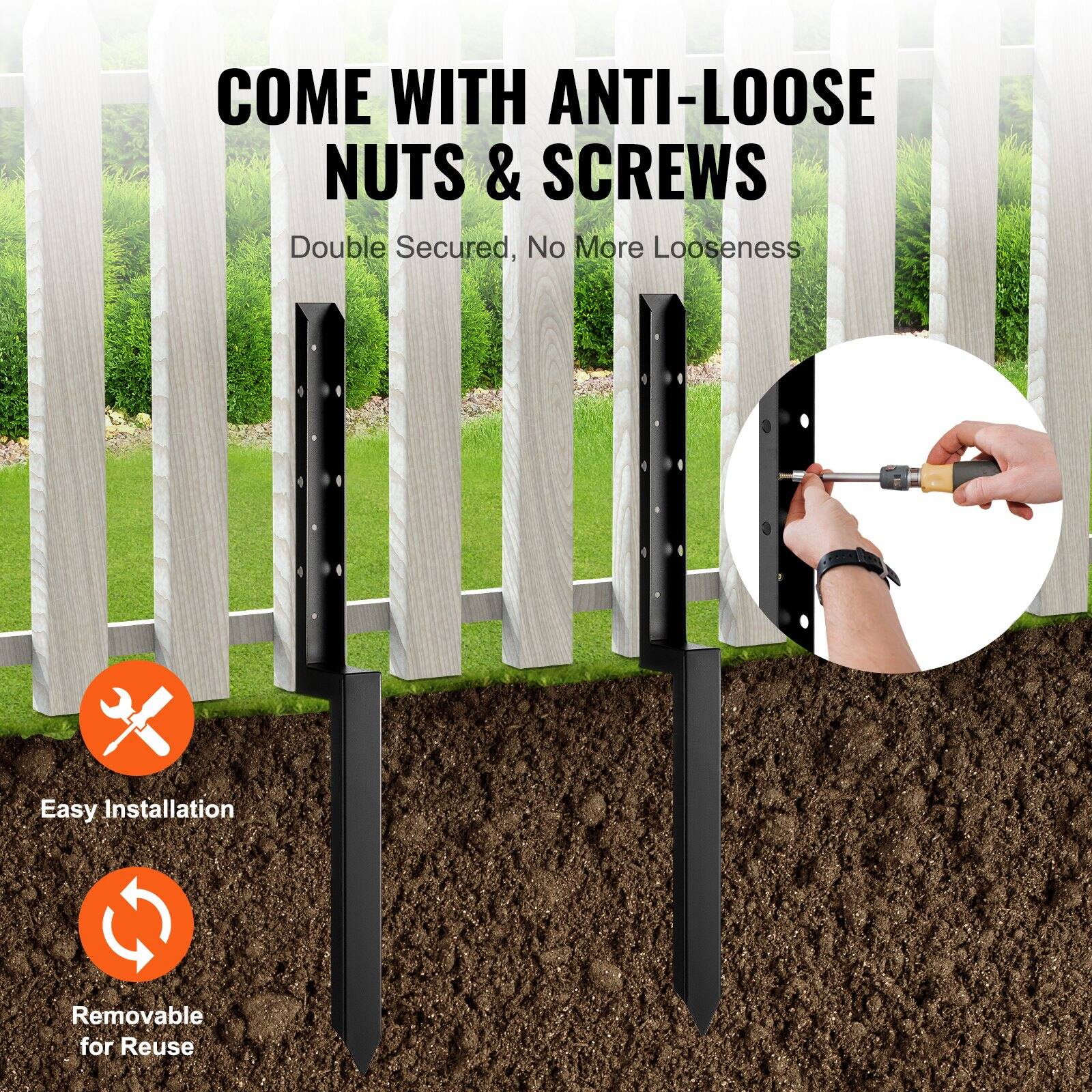 COME WITH ANTI-LOOSE NUTS & SCREWS  
Double Secured, No More Looseness  

Easy Installation  
Removable for Reuse