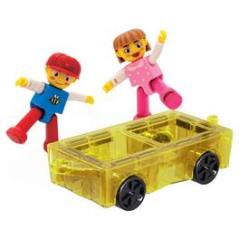 PicassoTiles - 3 PC Magnetic Mini Car and 2 Characters Set Magnetic Building Blocks for Kids 3+