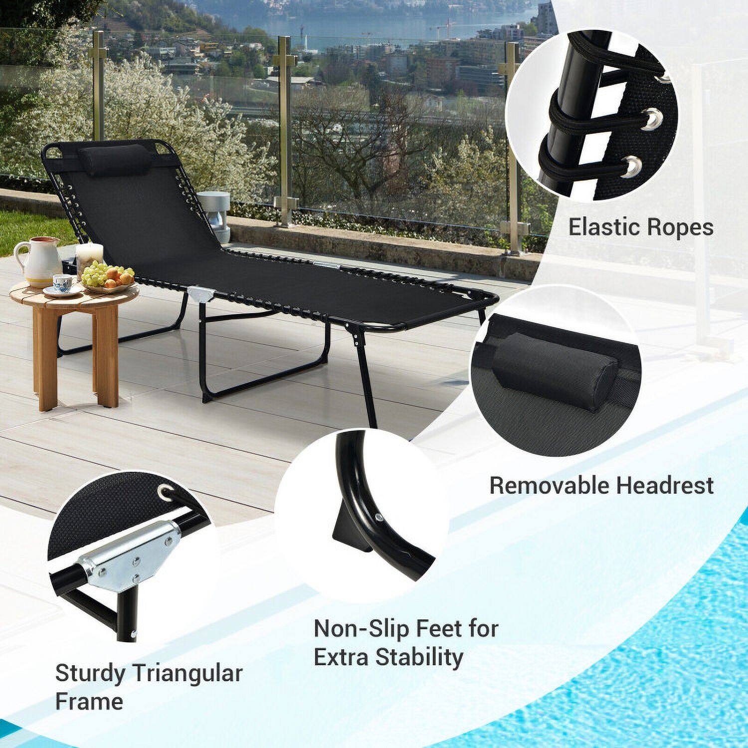 - Elastic Ropes
- Removable Headrest
- Sturdy Triangular Frame
- Non-Slip Feet for Extra Stability