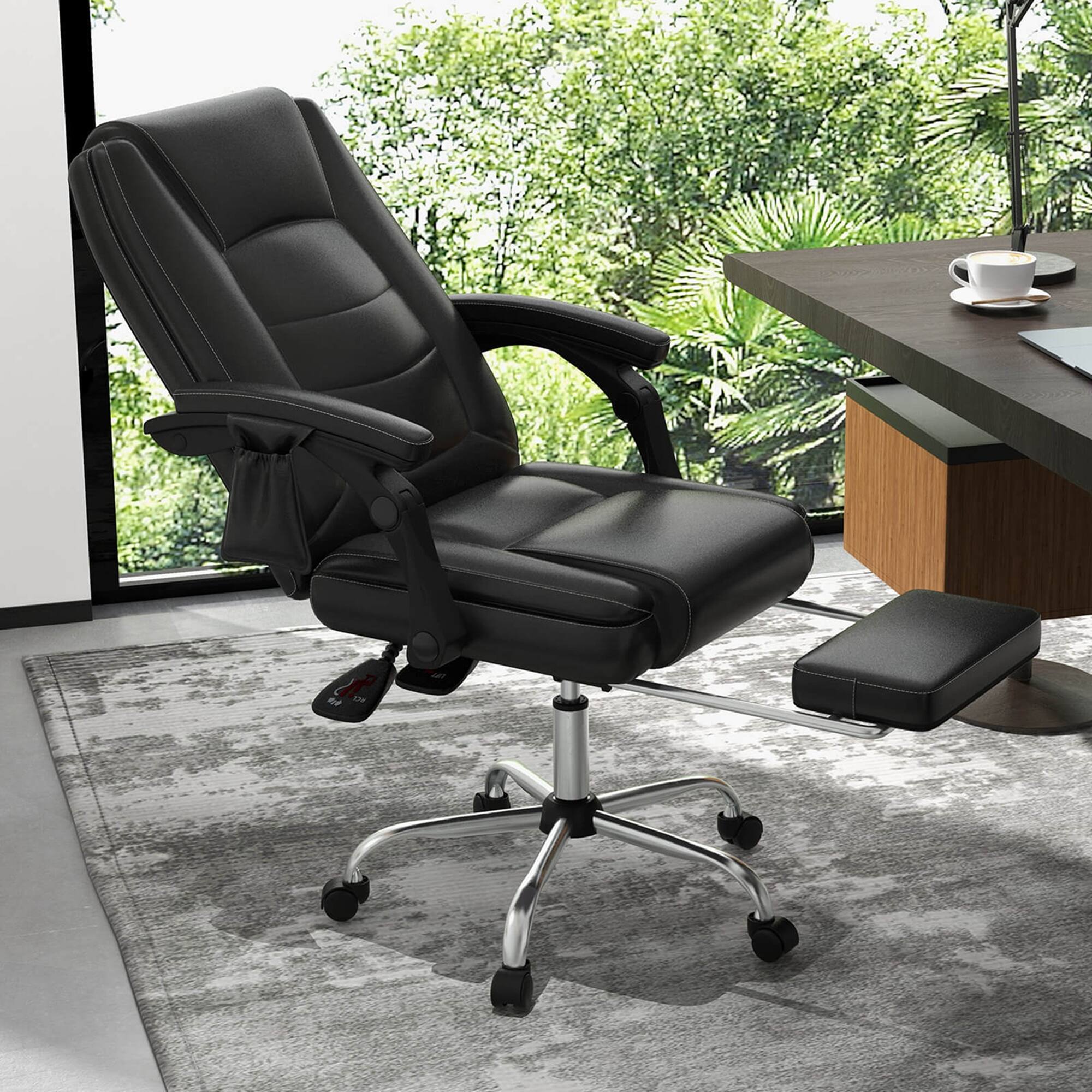 Alt View 3. Costway - Costway Massage Adjustable Executive Chair 400 LBS Big & Tall Office Chair Black - Black.