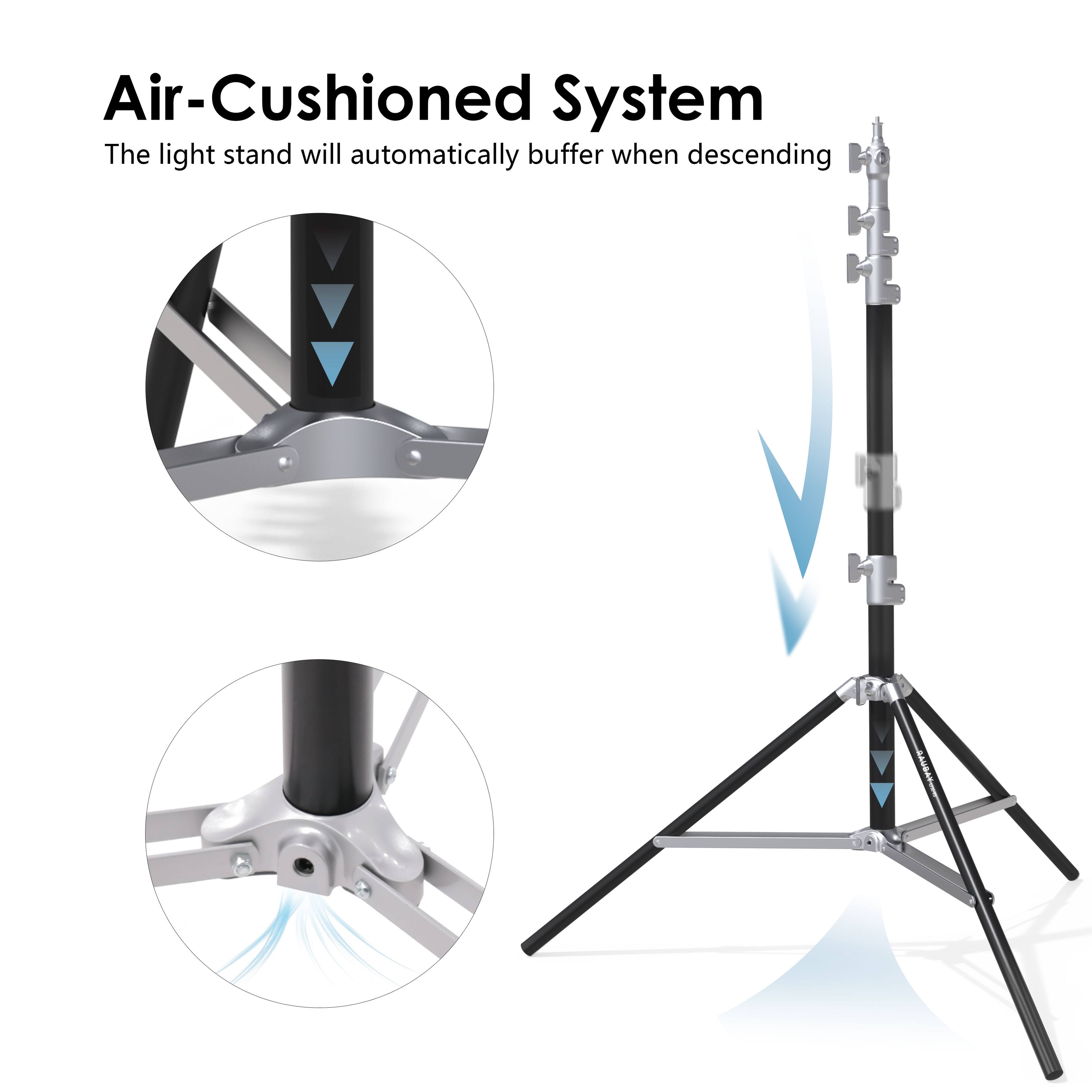 Air-Cushioned System  
The light stand will automatically buffer when descending