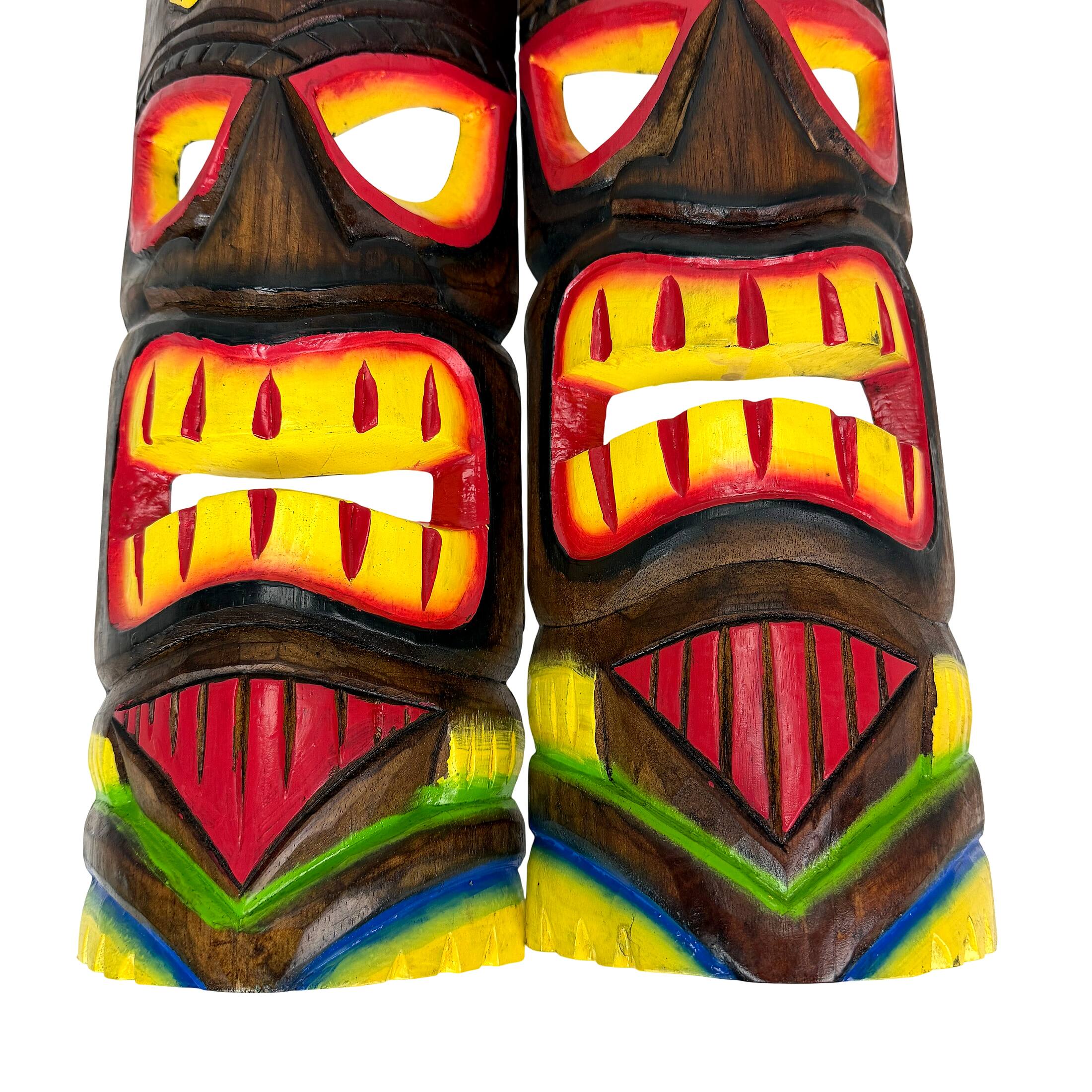 Alt View 8. Things2Die4 - Set of 2 Tiki Wall Masks Hand Carved Wood 19.75 in Parrot Skull Decor - Brown.