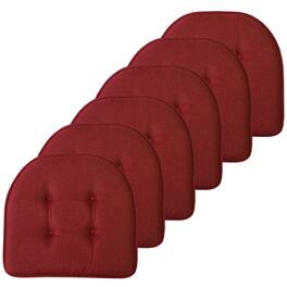 Sweet Home Collection - Solid Color U Shaped Memory Foam 17" x 16" Chair Cushions, 6-Pack - Wine