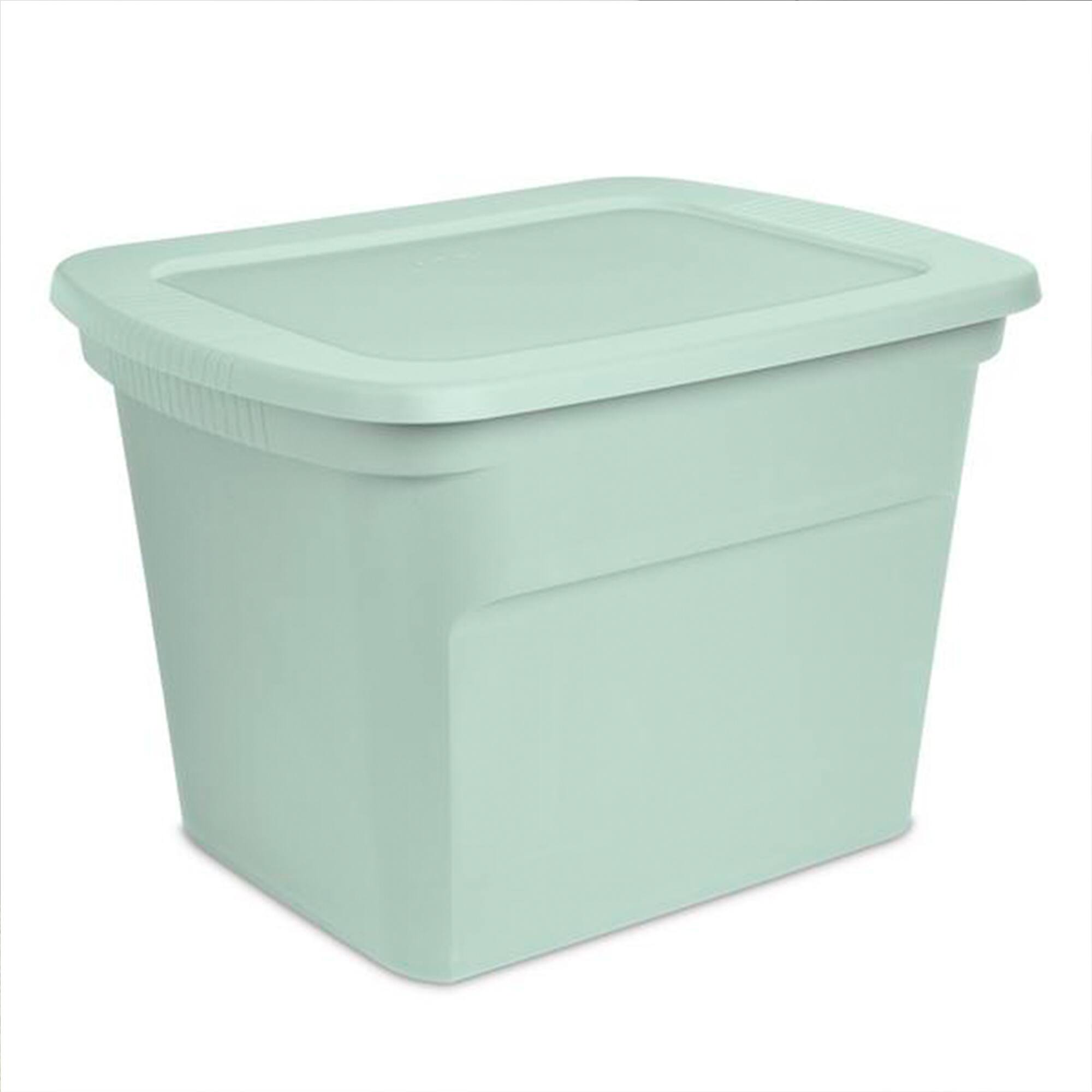 Front. Sterilite - Sterilite 8 Pack 18 Gal Plastic Stackable Storage Container w/ Lid, Mindful Mint - Mindful Mint.