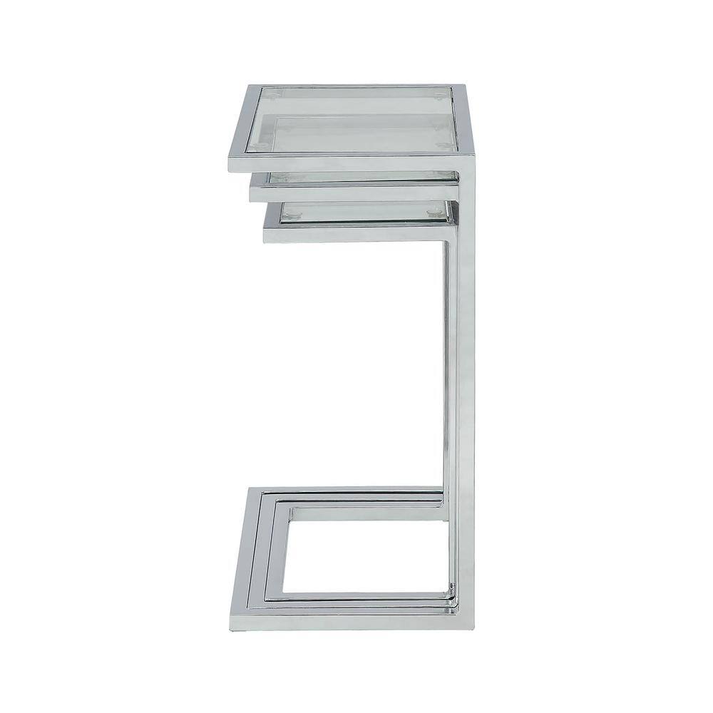 Alt View 2. Carolina Chair & Table - Addison Nesting Table Set - Glass Top - Chrome Base - Clear, Chrome.