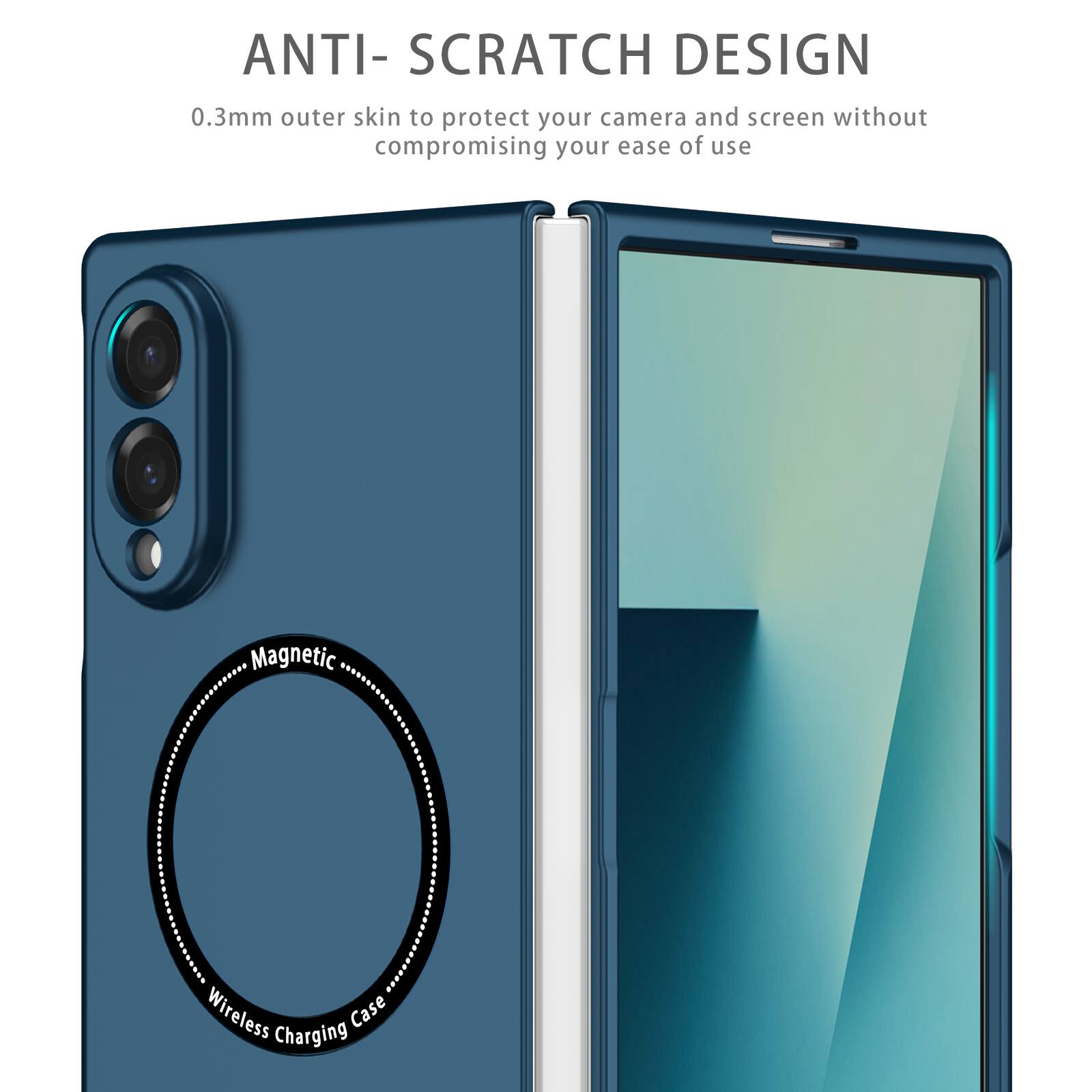 ANTI-SCRATCH DESIGN  
0.3mm outer skin to protect your camera and screen without compromising your ease of use  
Magnetic Wireless Case Charging