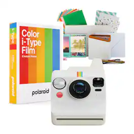 Polaroid - Now Generation 3 Analog Pebble White Instant Camera and Film Kit Bundle