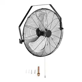 Topteng - 20 Inch IP44 Wall Mount Industrial Fan - 4650 CFM, 3 Speed Metal Ventilation Fan for Shop, Garage, Patio