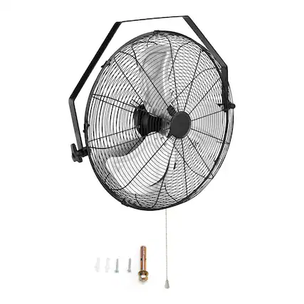 Front. Topteng - 20 Inch IP44 Wall Mount Industrial Fan - 4650 CFM, 3 Speed Metal Ventilation Fan for Shop, Garage, Patio.