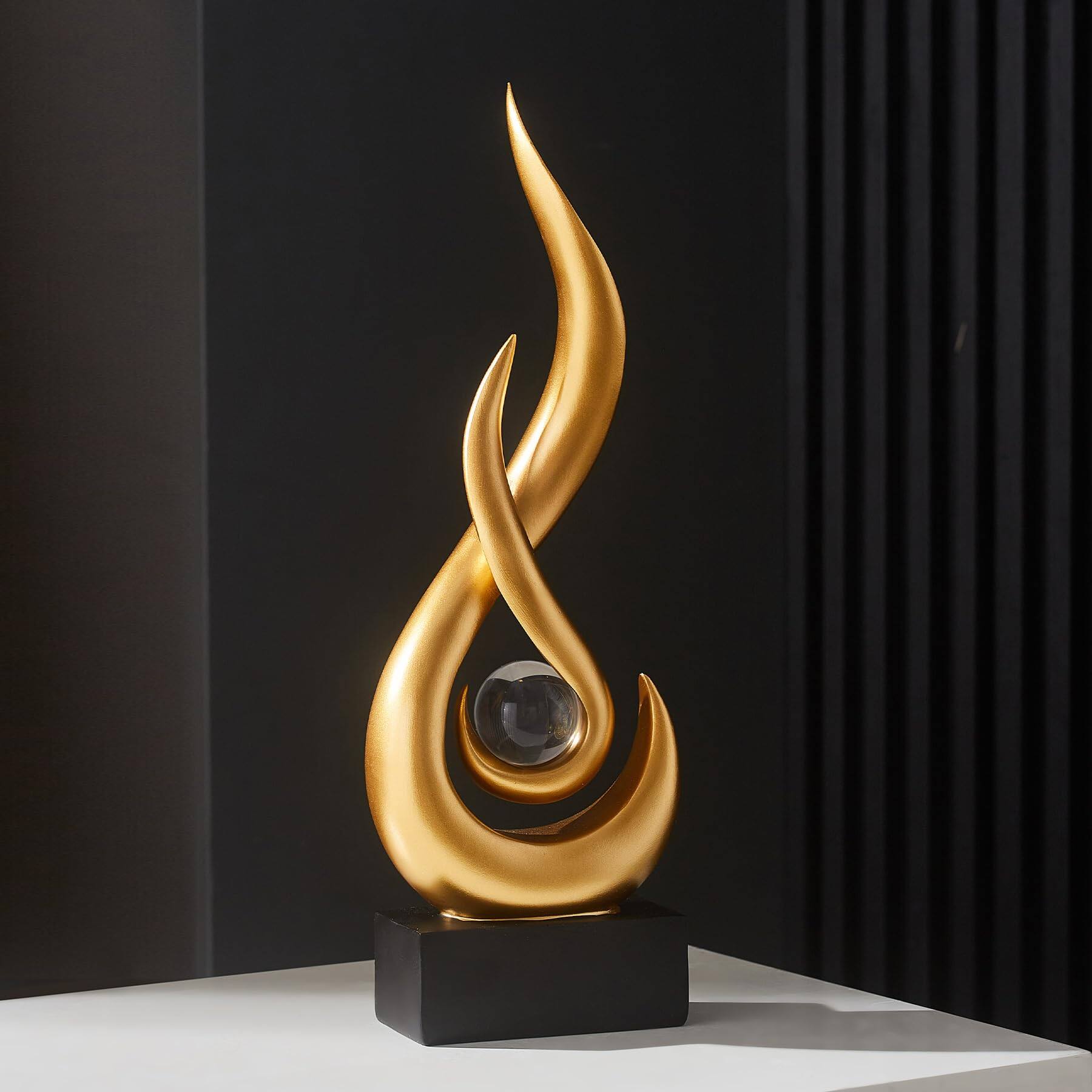 Front. Alchemy Casas - Statue Decor For Living Room H Modern Minimalist Sculptures Home Decorations Dining Abstract Art - Gold-13.7"h.