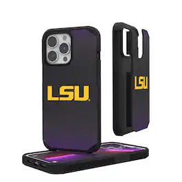 Keyscaper - NCAA - LSU Tigers Linen Logo iPhone Rugged Case - 14 - Black