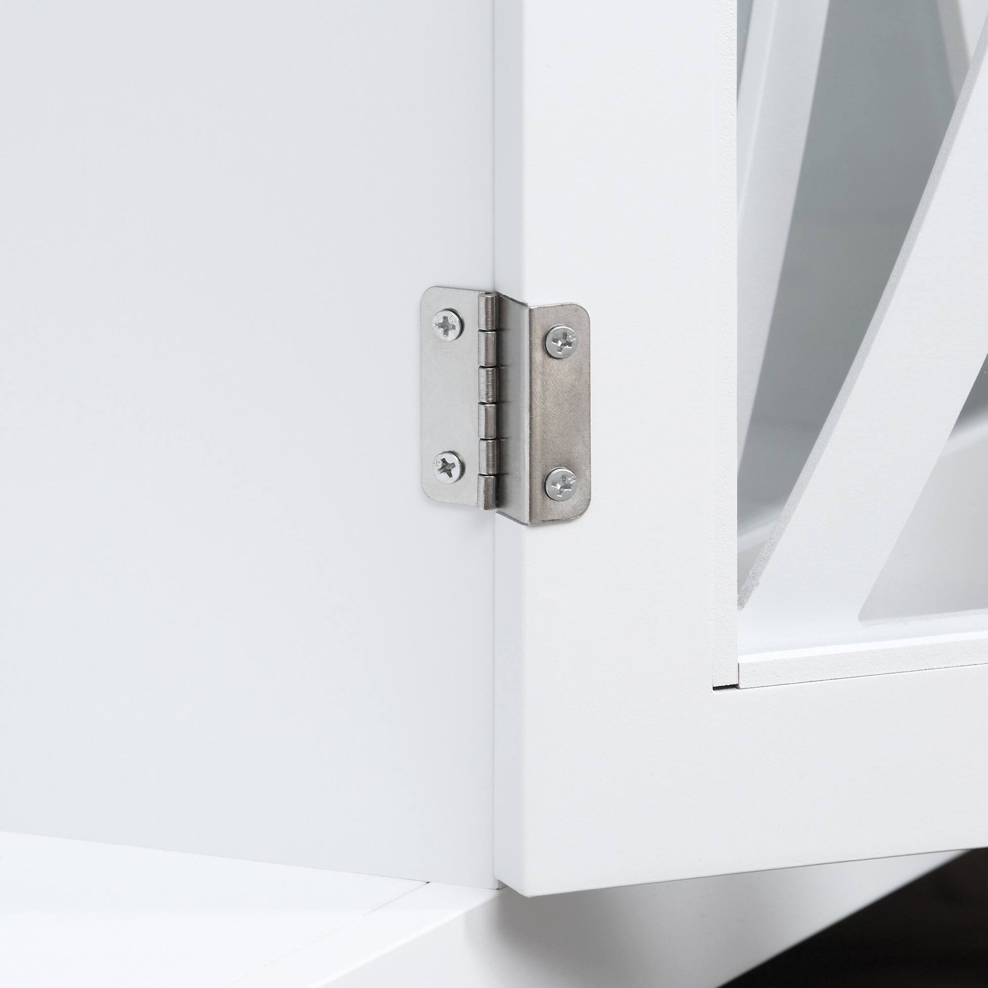 Alt View 8. Homcom - Buffet Cabinet with 3 Tempered Glass Doors, Arc Pattern and Adjustable Storage Shelf - White.