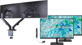 Acer - Vero V227Q J0bi 22" FHD Monitor, 4ms Response Time, Anti-Glare (UM.WV7AA.005) 2Pack w/HDMI cable, DKZ Hub & Dual Arms - Black