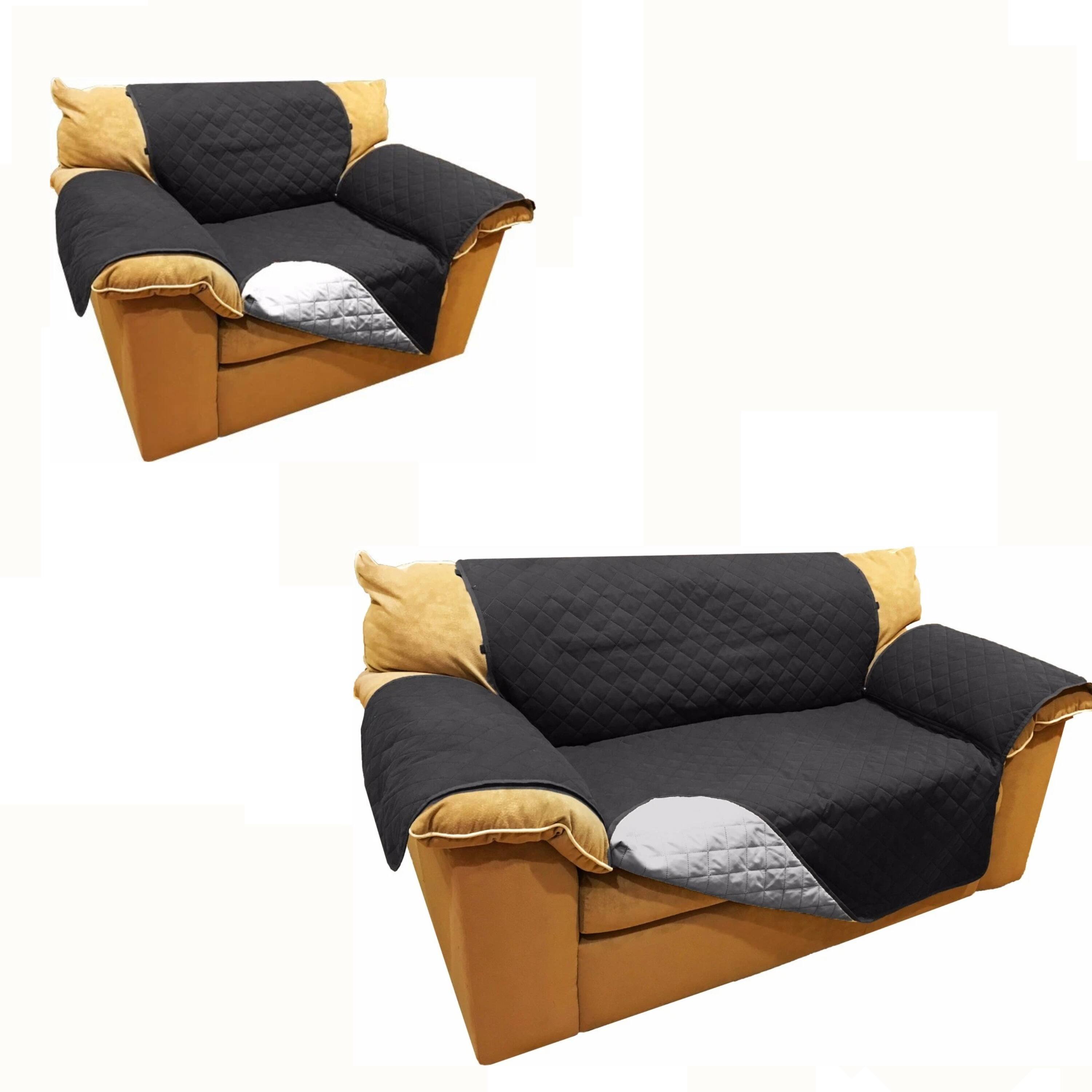 Front. Kitcheniva - Reversible Quilted Microfiber Sofa Cover Furniture Protector for Pets Kids & Dogs Sofa Loveseat Black & Gray - Gray.